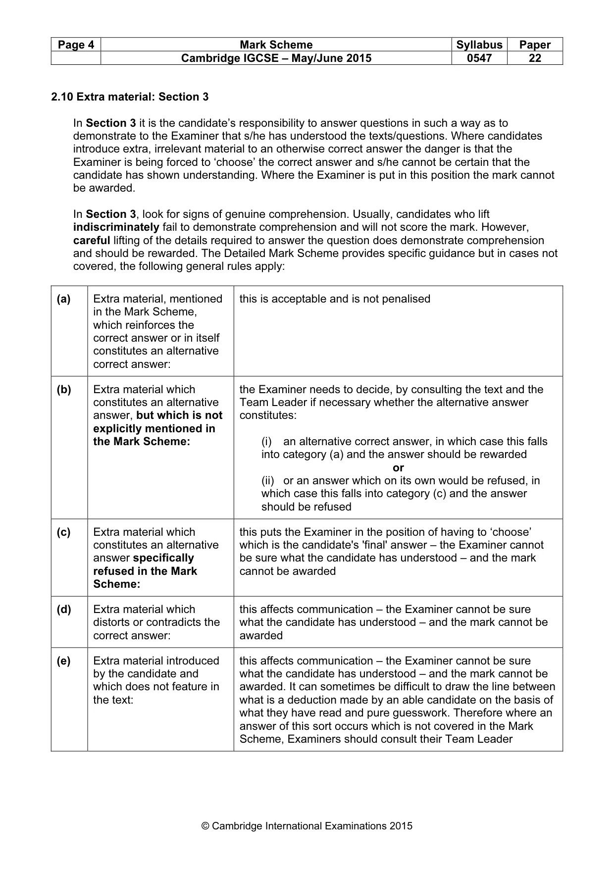 Mark scheme, page 4 of 7