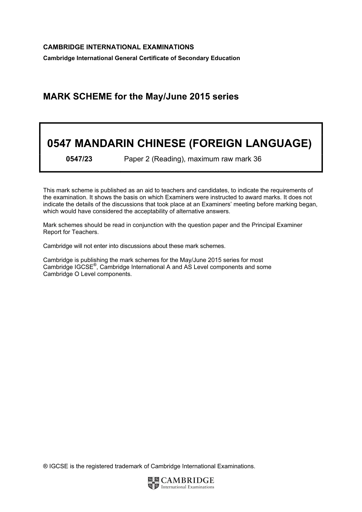Mark scheme, page 1 of 7