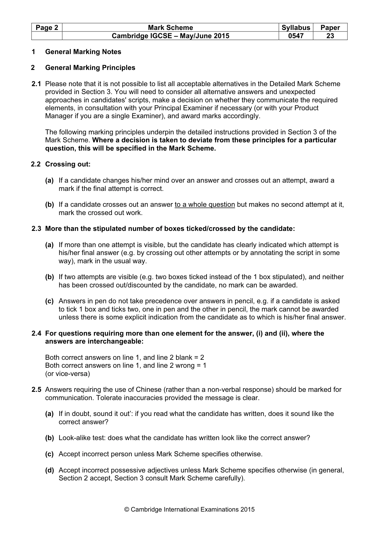Mark scheme, page 2 of 7