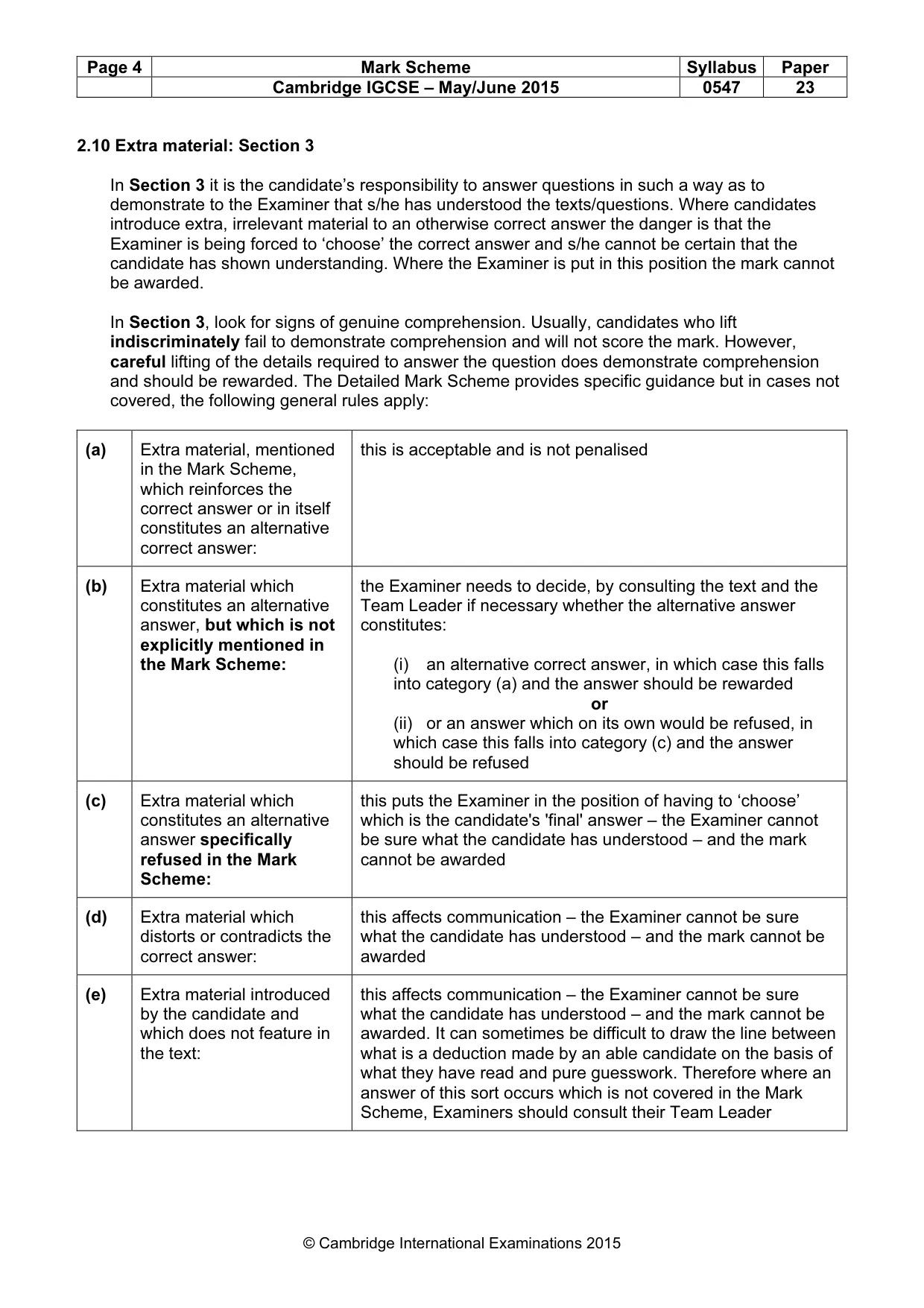 Mark scheme, page 4 of 7