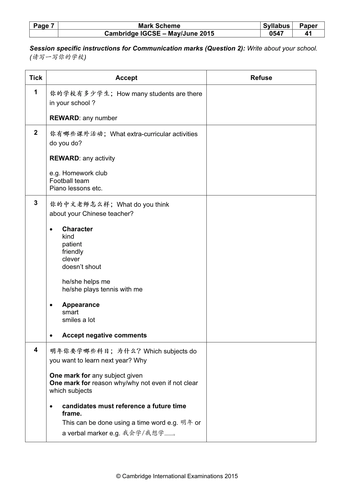 Mark scheme, page 7 of 14