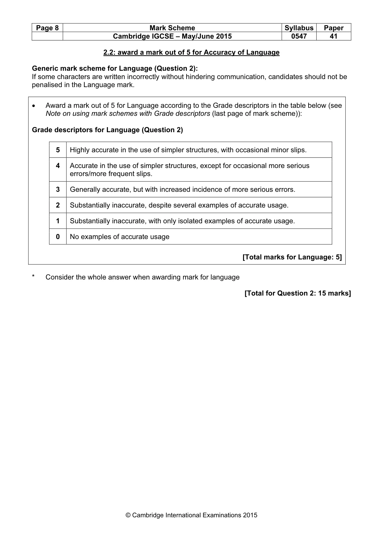 Mark scheme, page 8 of 14
