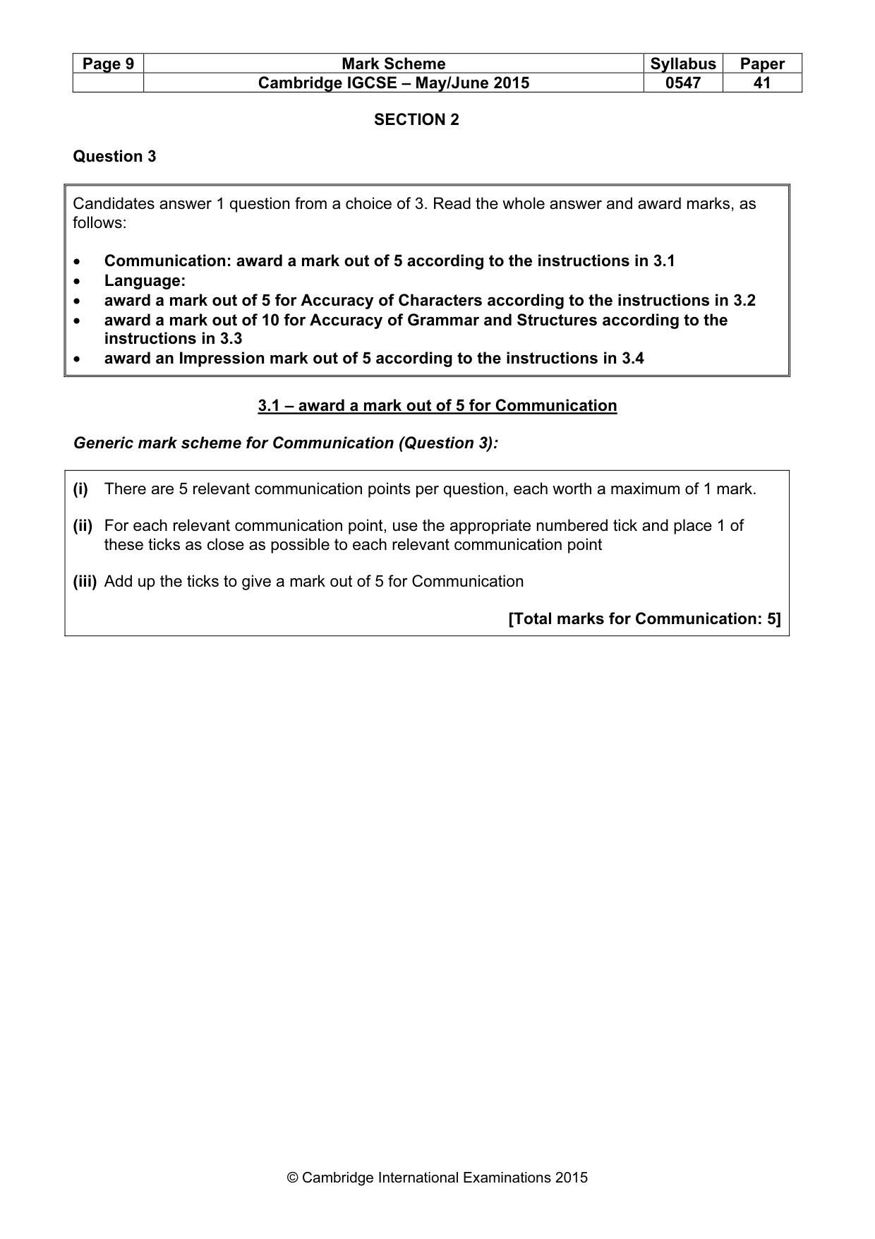 Mark scheme, page 9 of 14