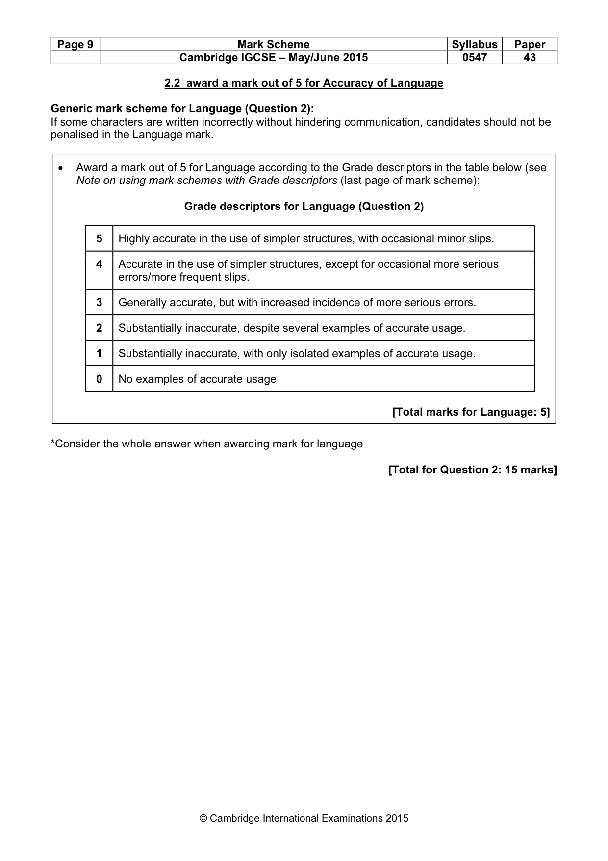 Mark scheme, page 9 of 17