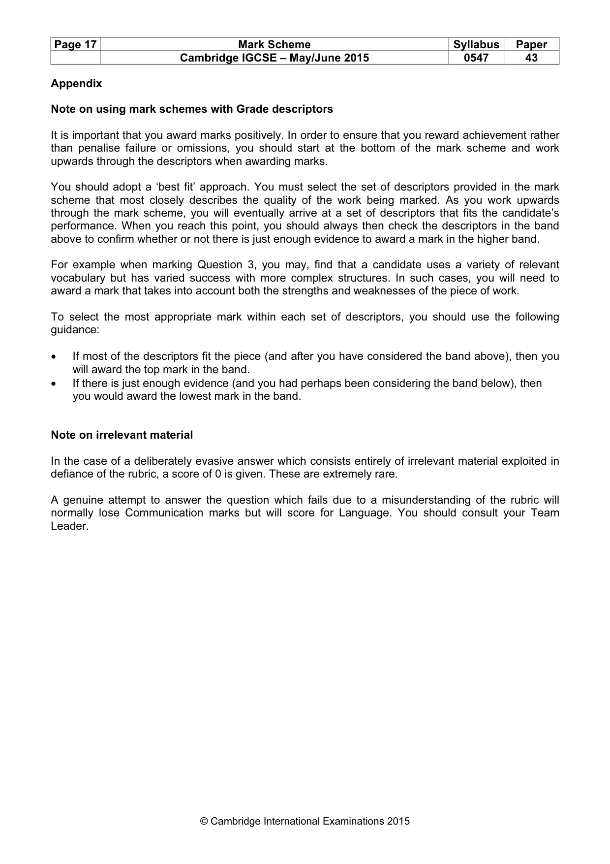Mark scheme, page 17 of 17