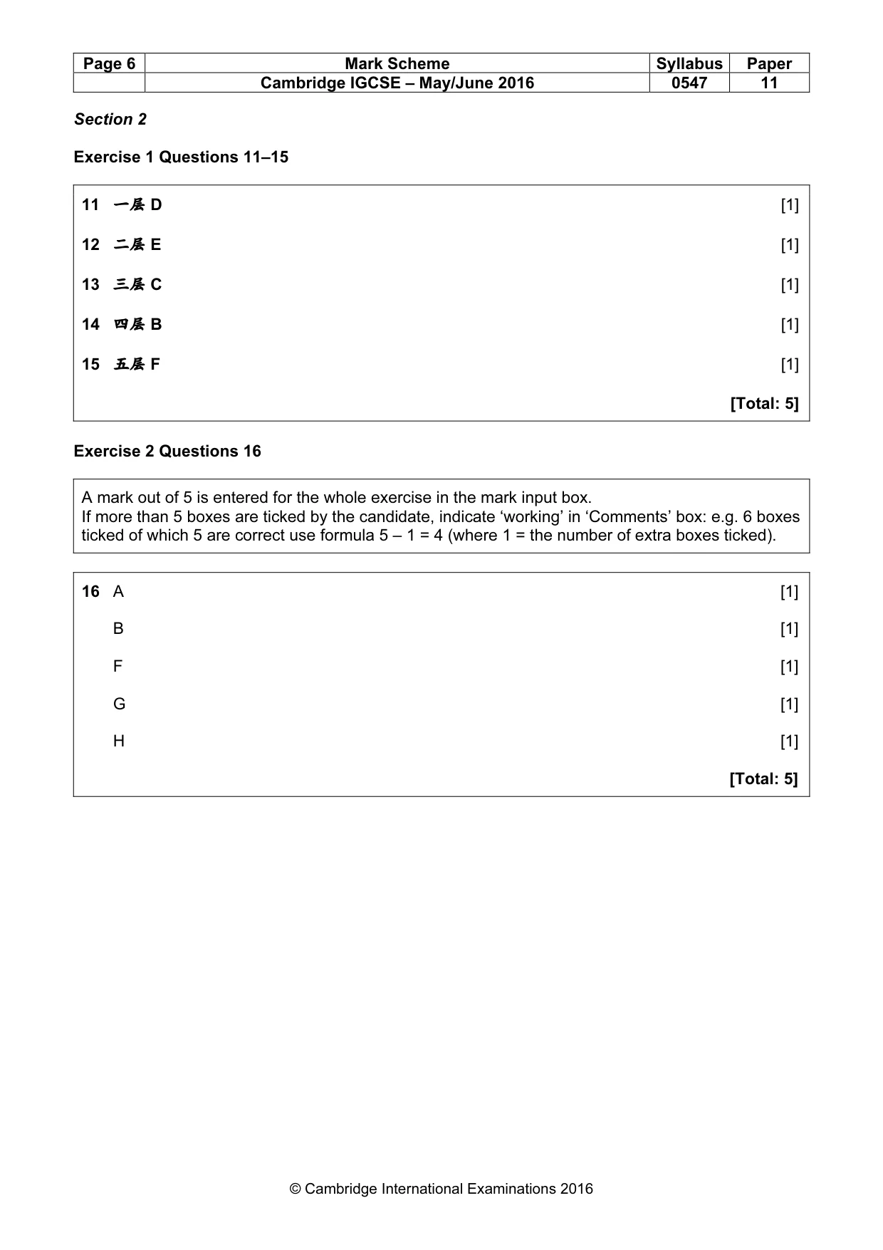Mark scheme, page 6 of 17