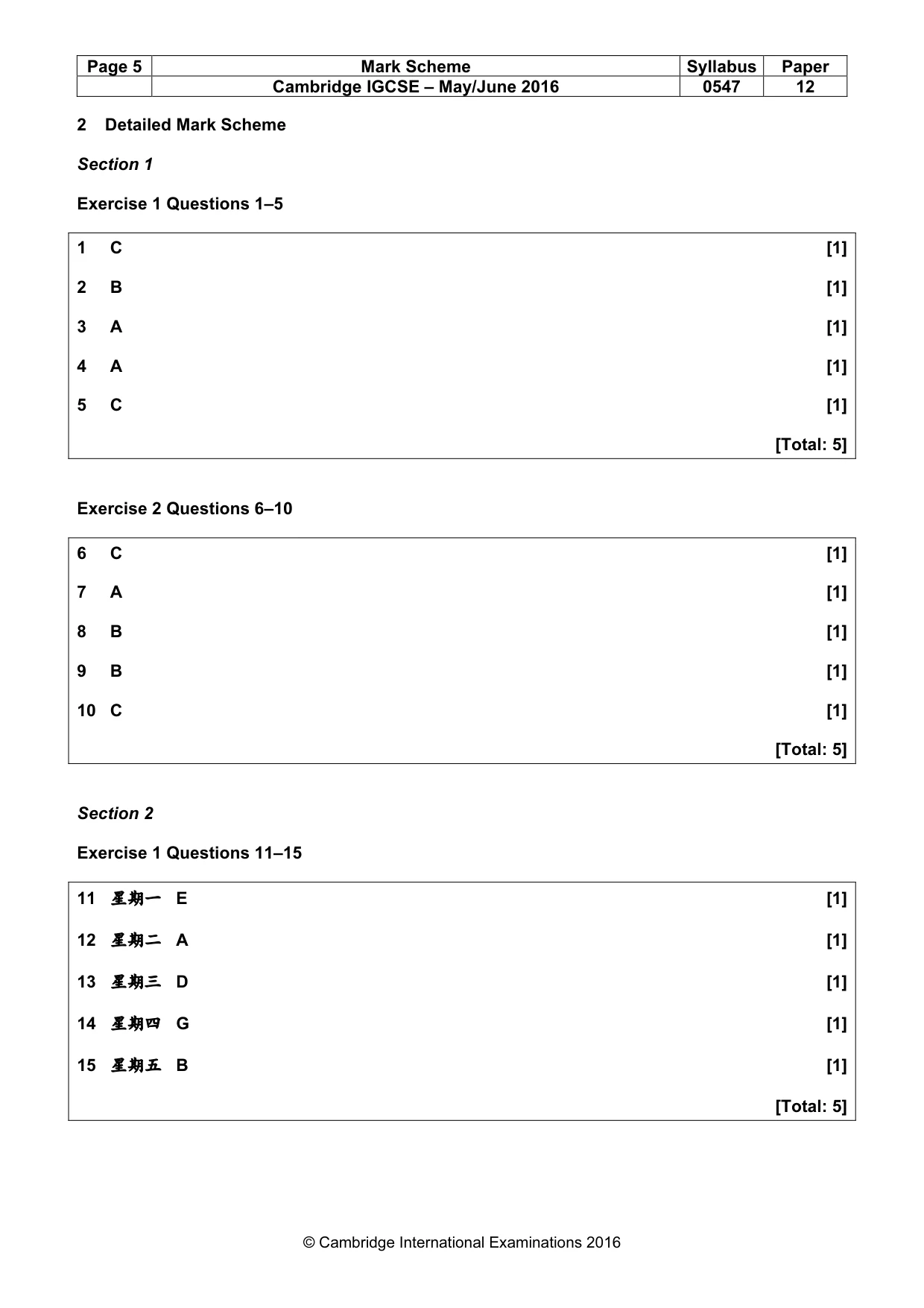 Mark scheme, page 5 of 16