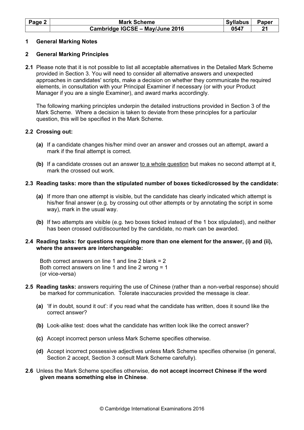 Mark scheme, page 2 of 7