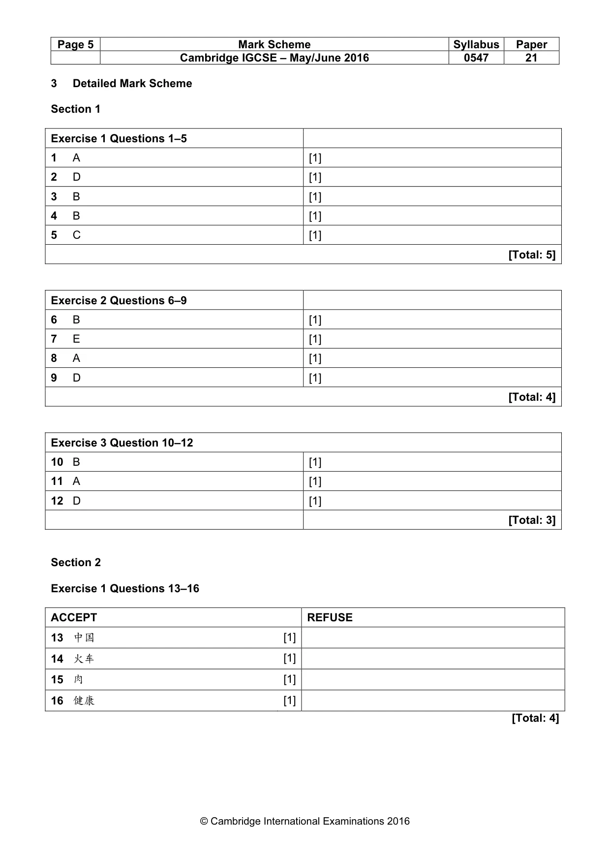 Mark scheme, page 5 of 7