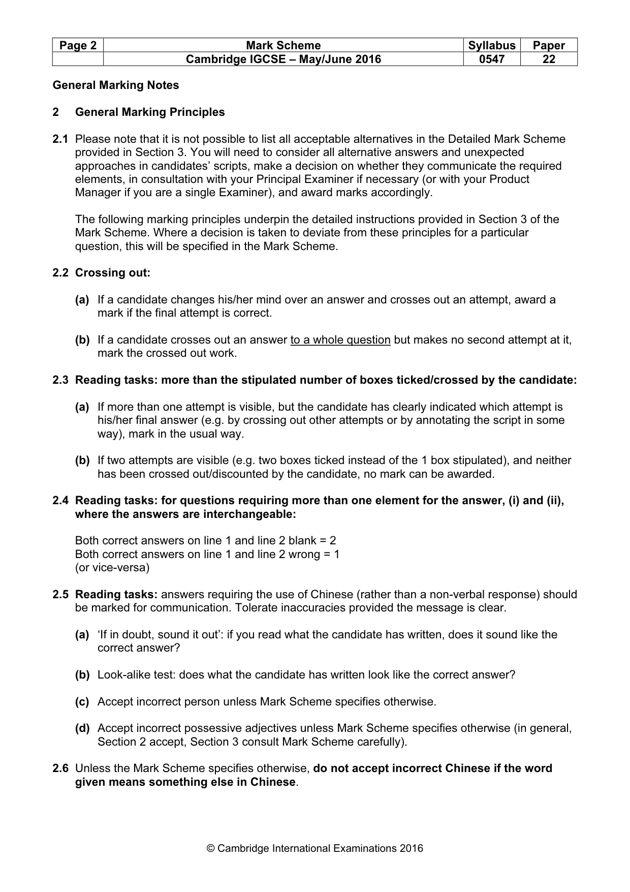 Mark scheme, page 2 of 9