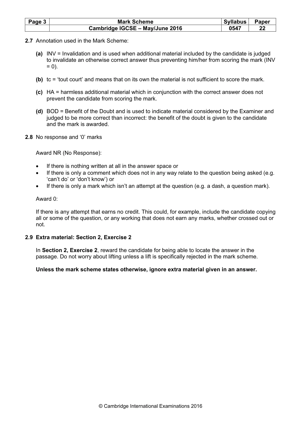 Mark scheme, page 3 of 9