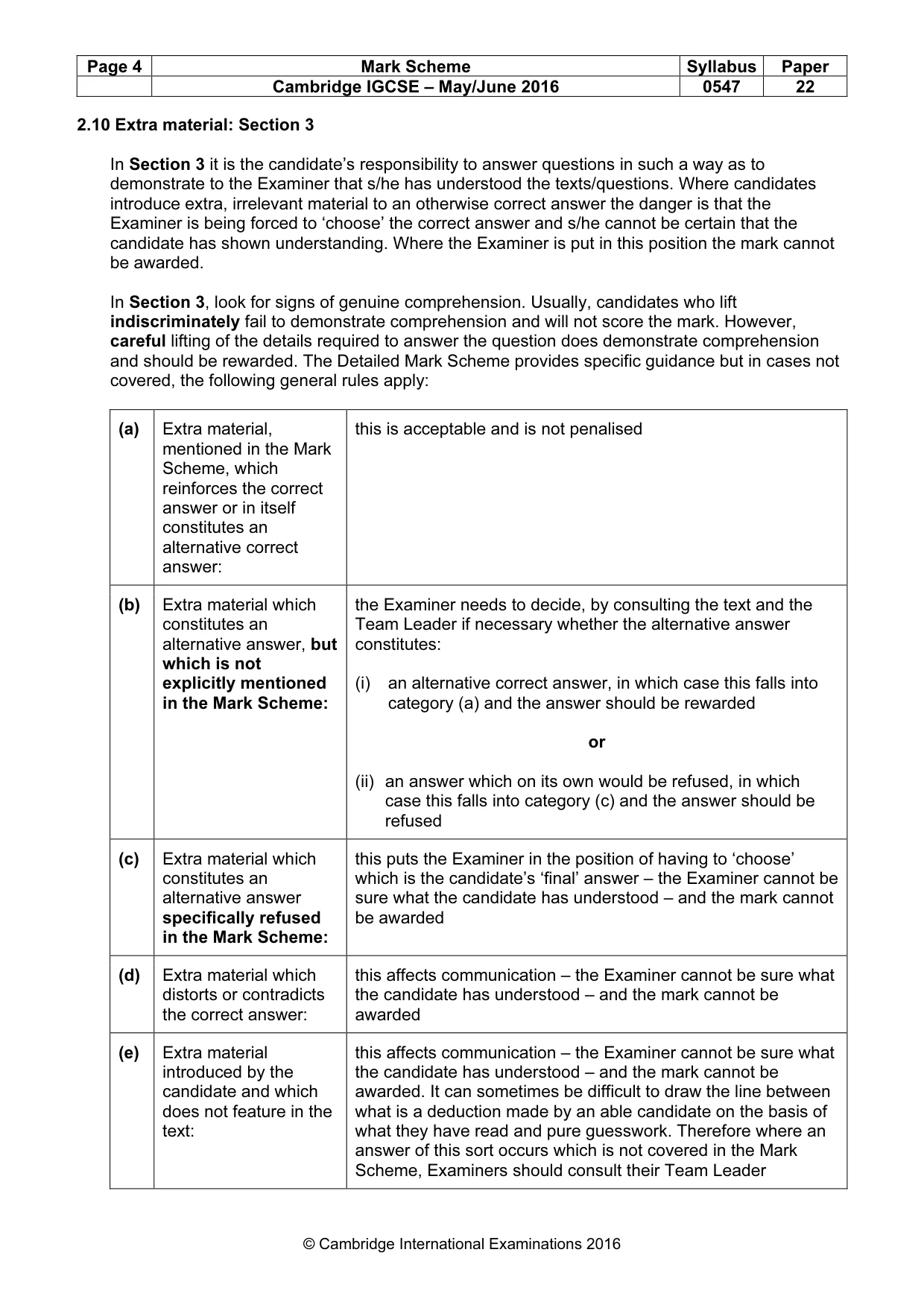 Mark scheme, page 4 of 9