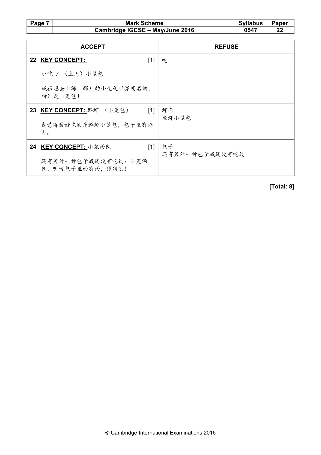 Mark scheme, page 7 of 9