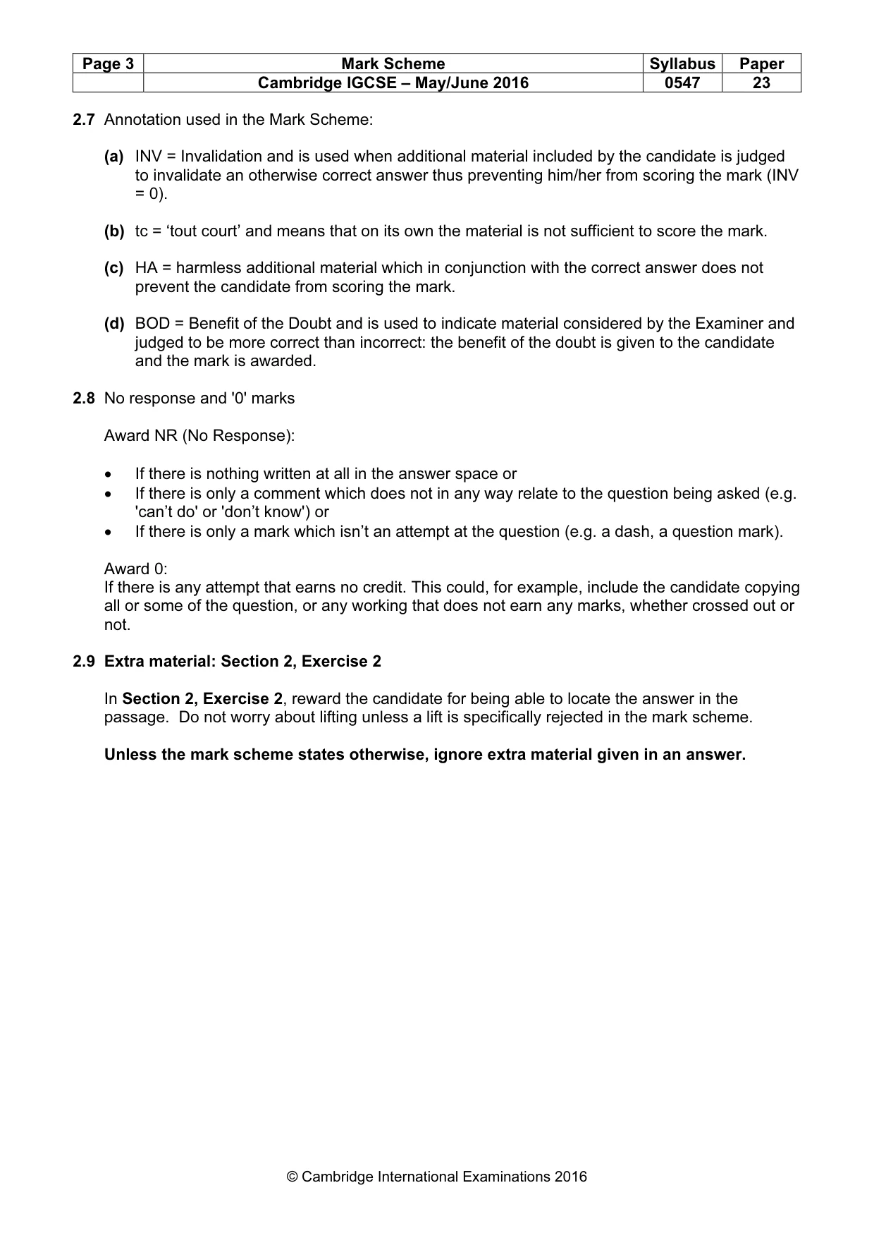 Mark scheme, page 3 of 7