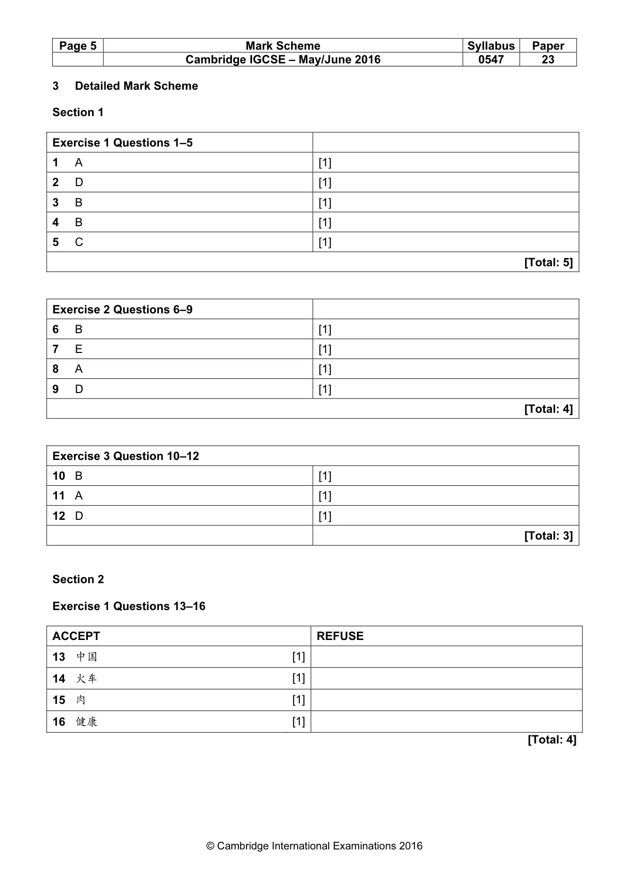 Mark scheme, page 5 of 7