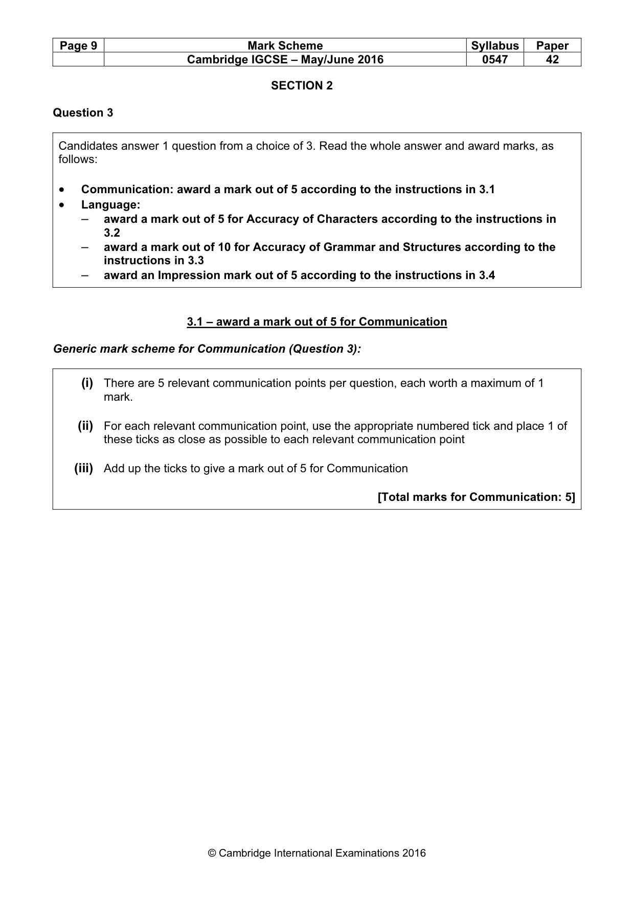 Mark scheme, page 9 of 15