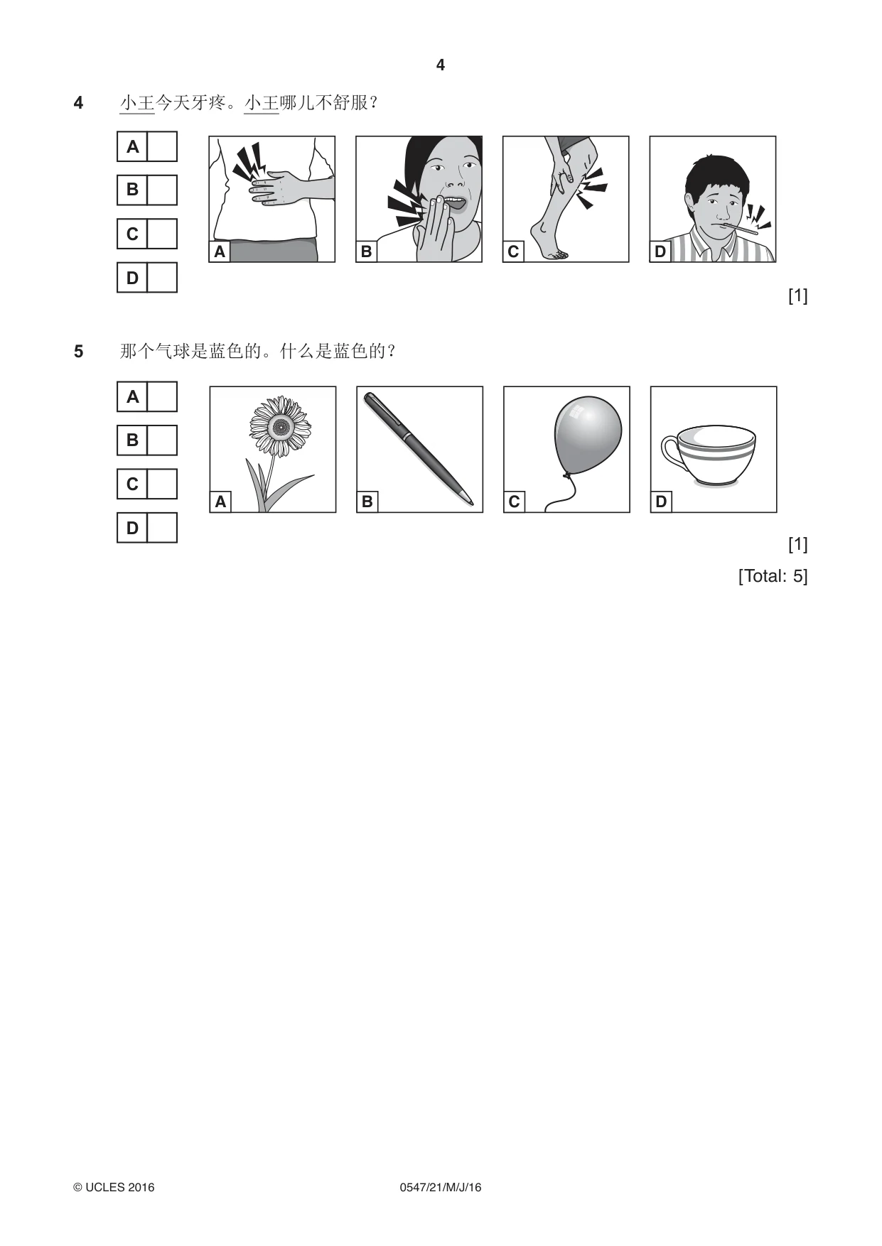 Cambridge IGCSE Chinese (Mandarin) - Foreign Language 0547 2016 May/June Paper 2 · Variant 1 question paper, page 4 of 16