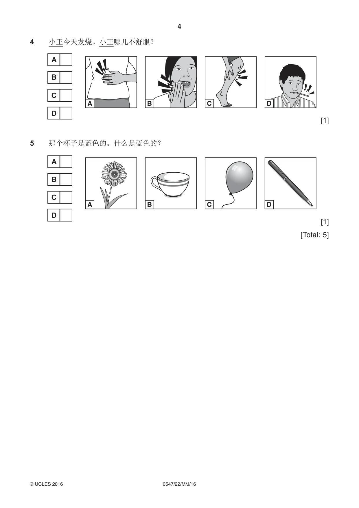 Cambridge IGCSE Chinese (Mandarin) - Foreign Language 0547 2016 May/June Paper 2 · Variant 2 question paper, page 4 of 16
