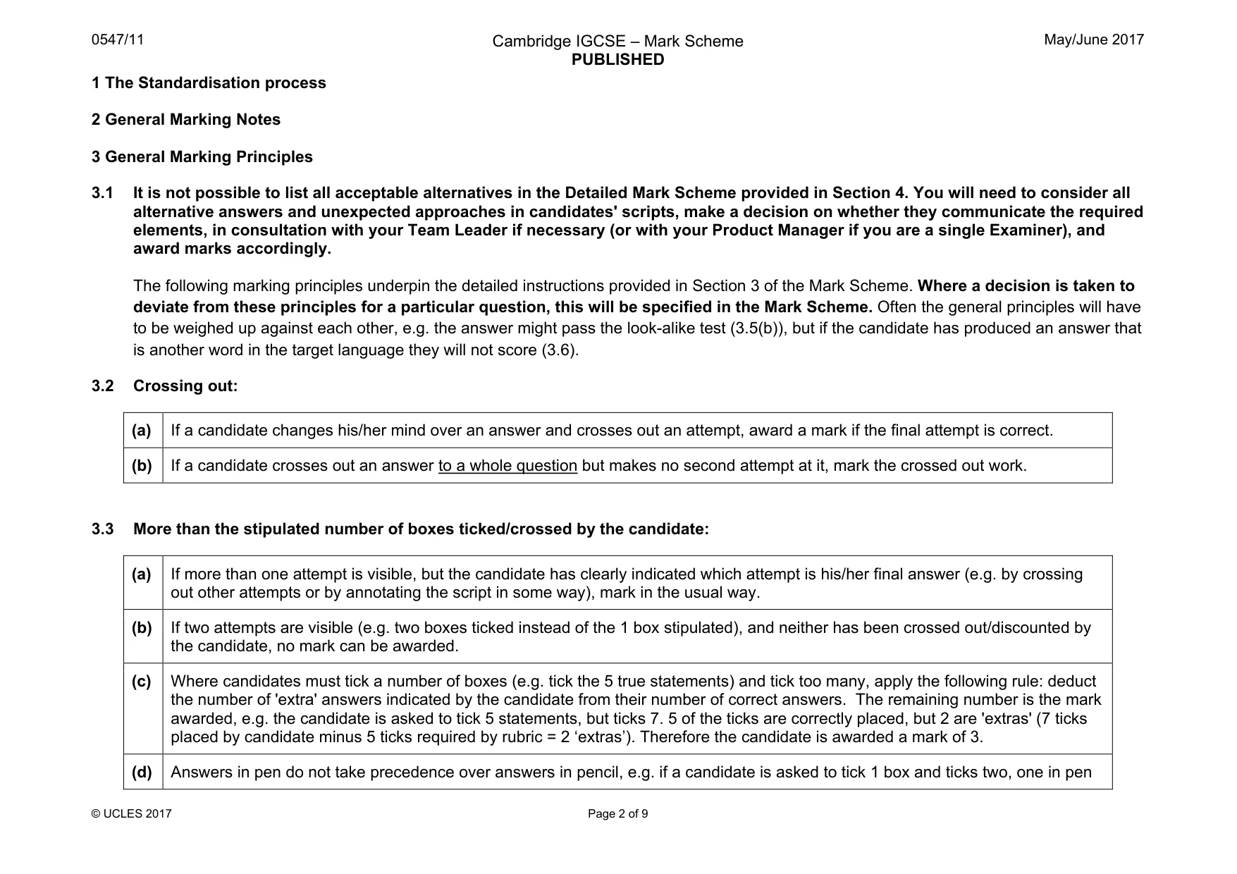 Mark scheme, page 2 of 9