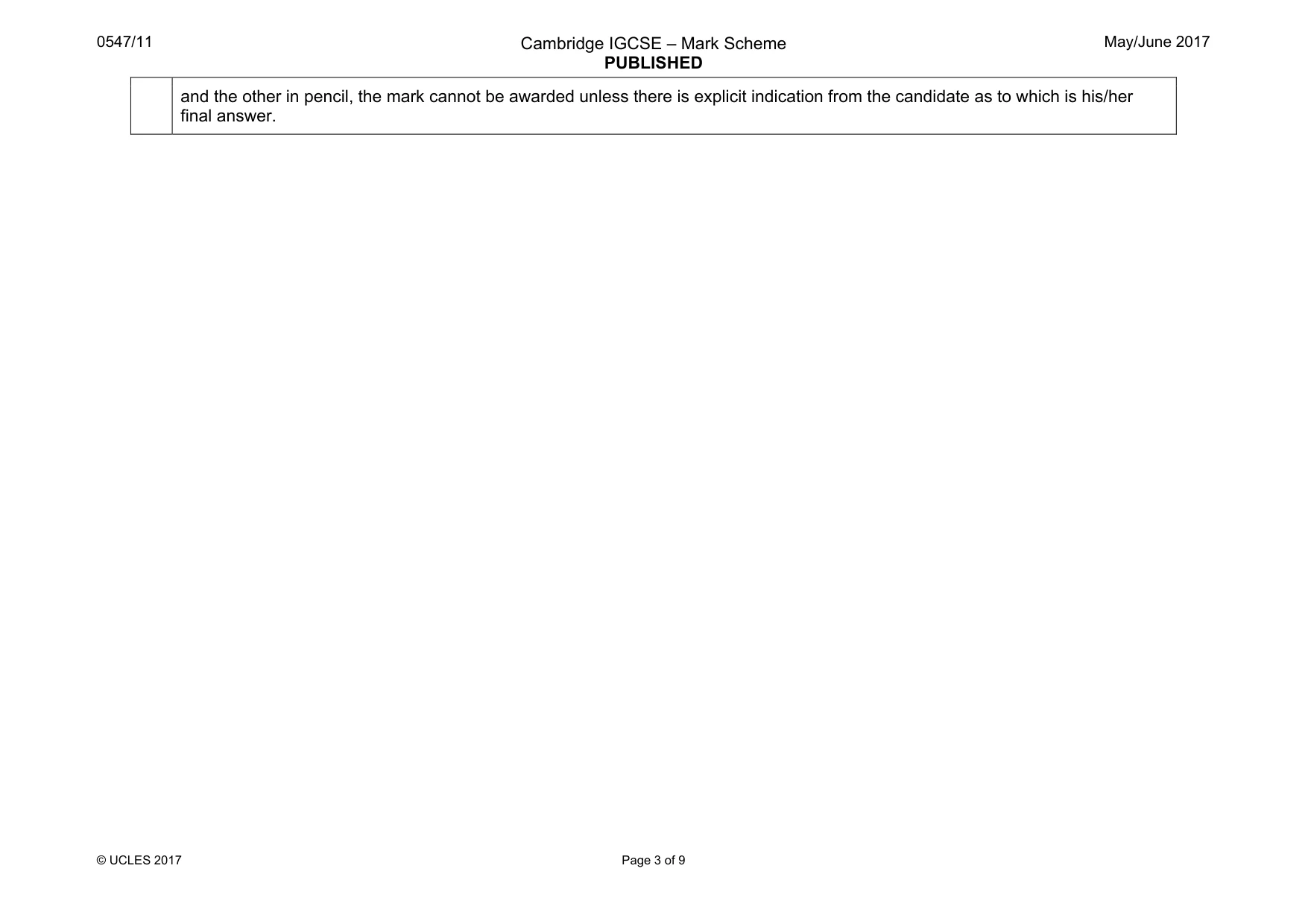 Mark scheme, page 3 of 9
