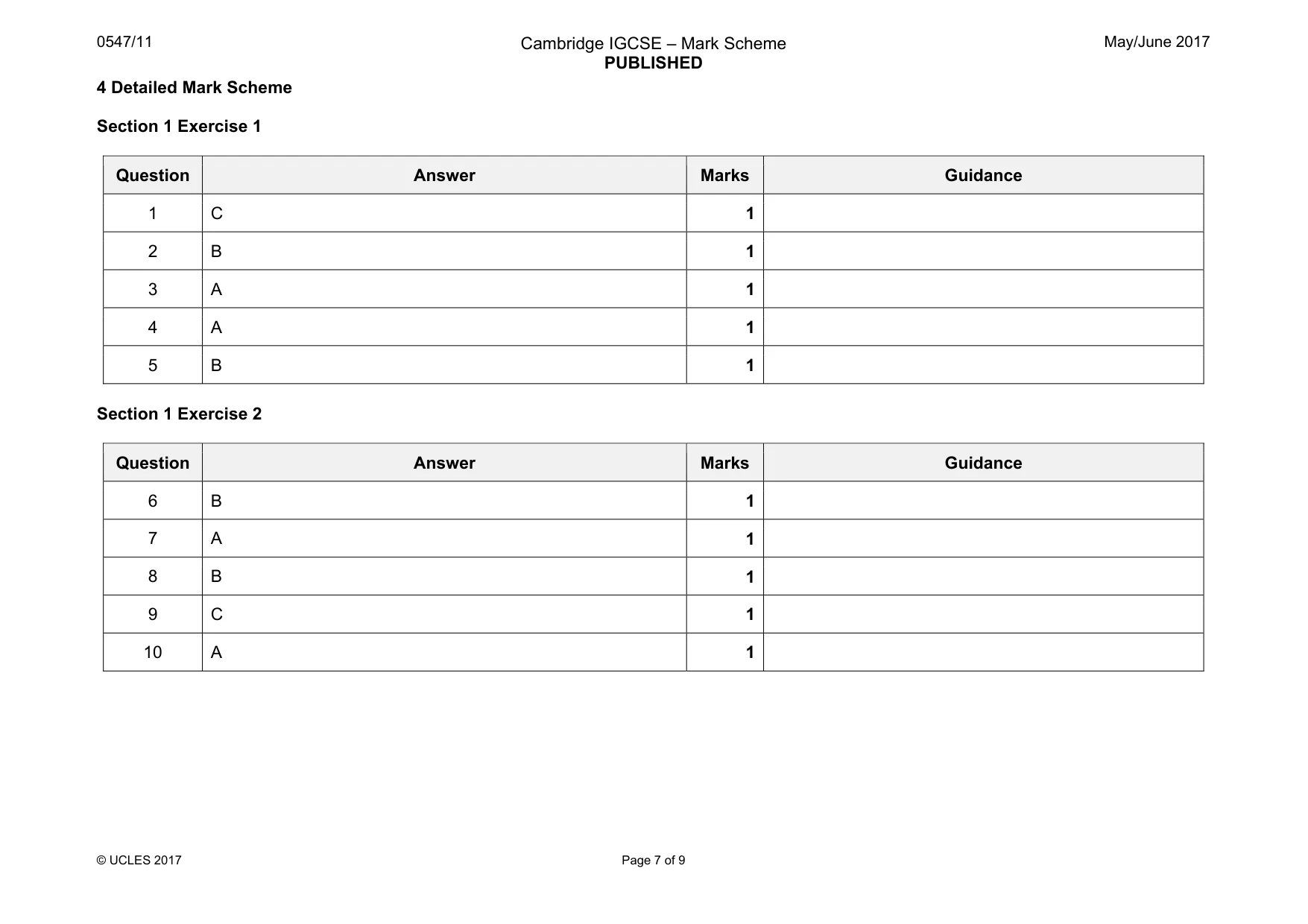 Mark scheme, page 7 of 9