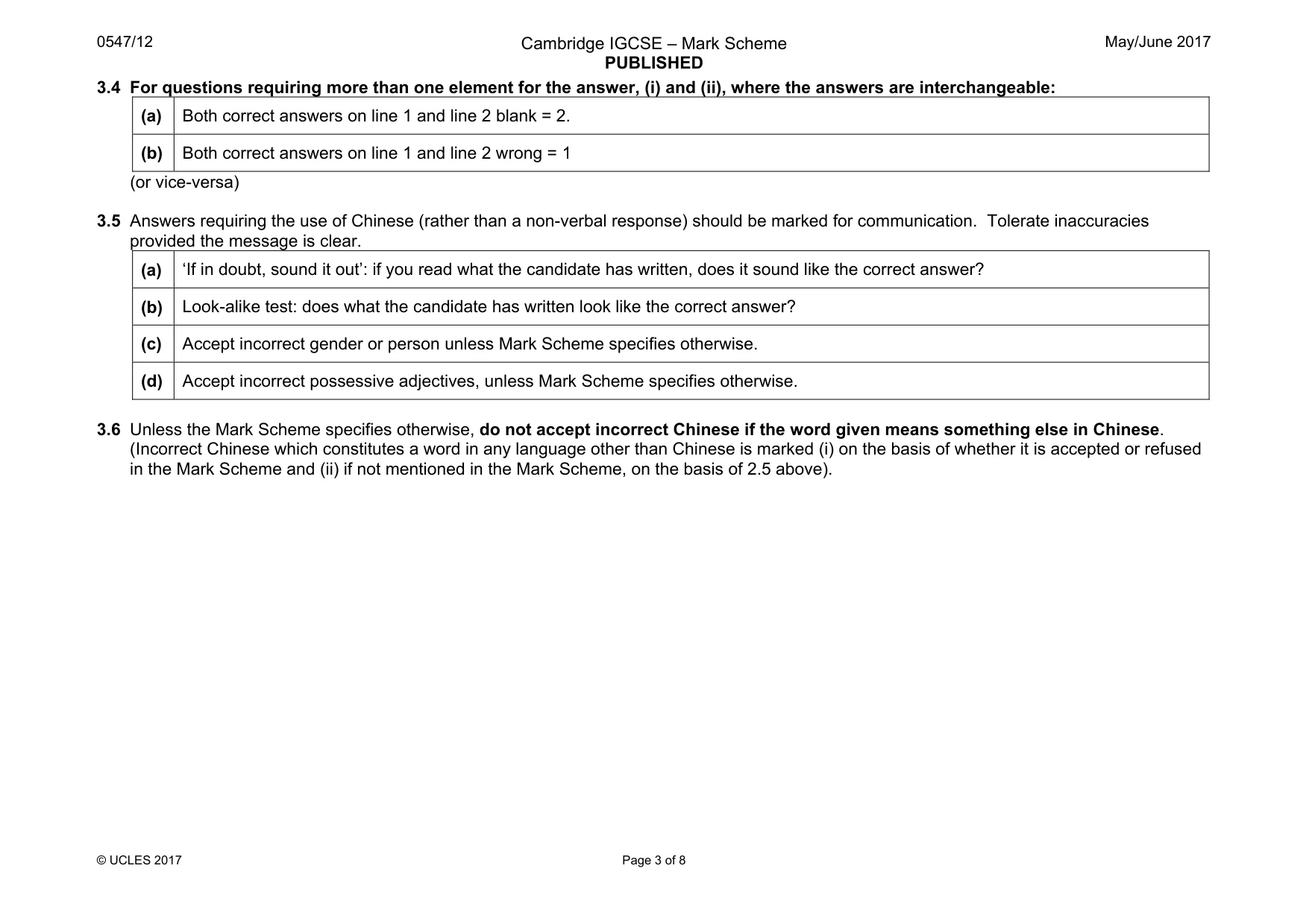 Mark scheme, page 3 of 8