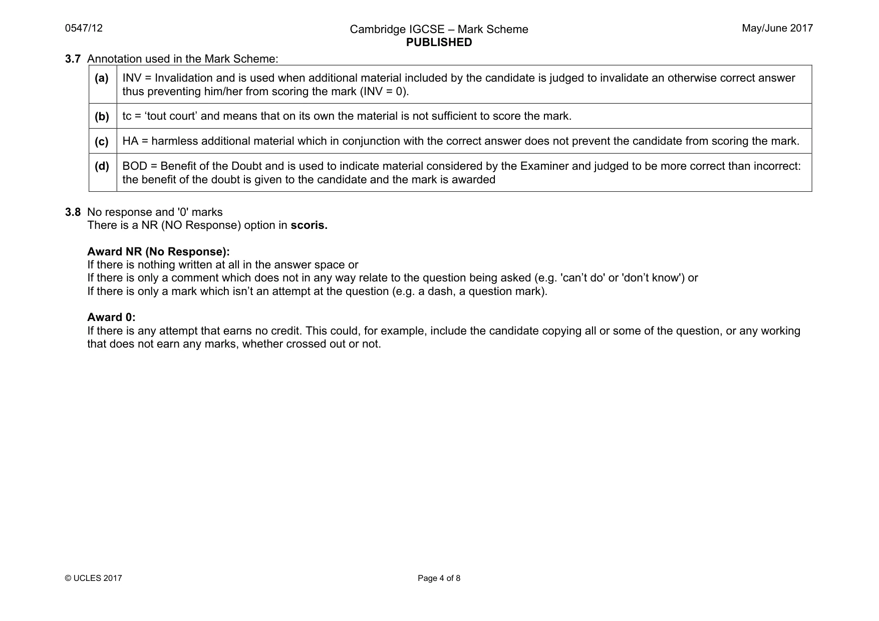 Mark scheme, page 4 of 8