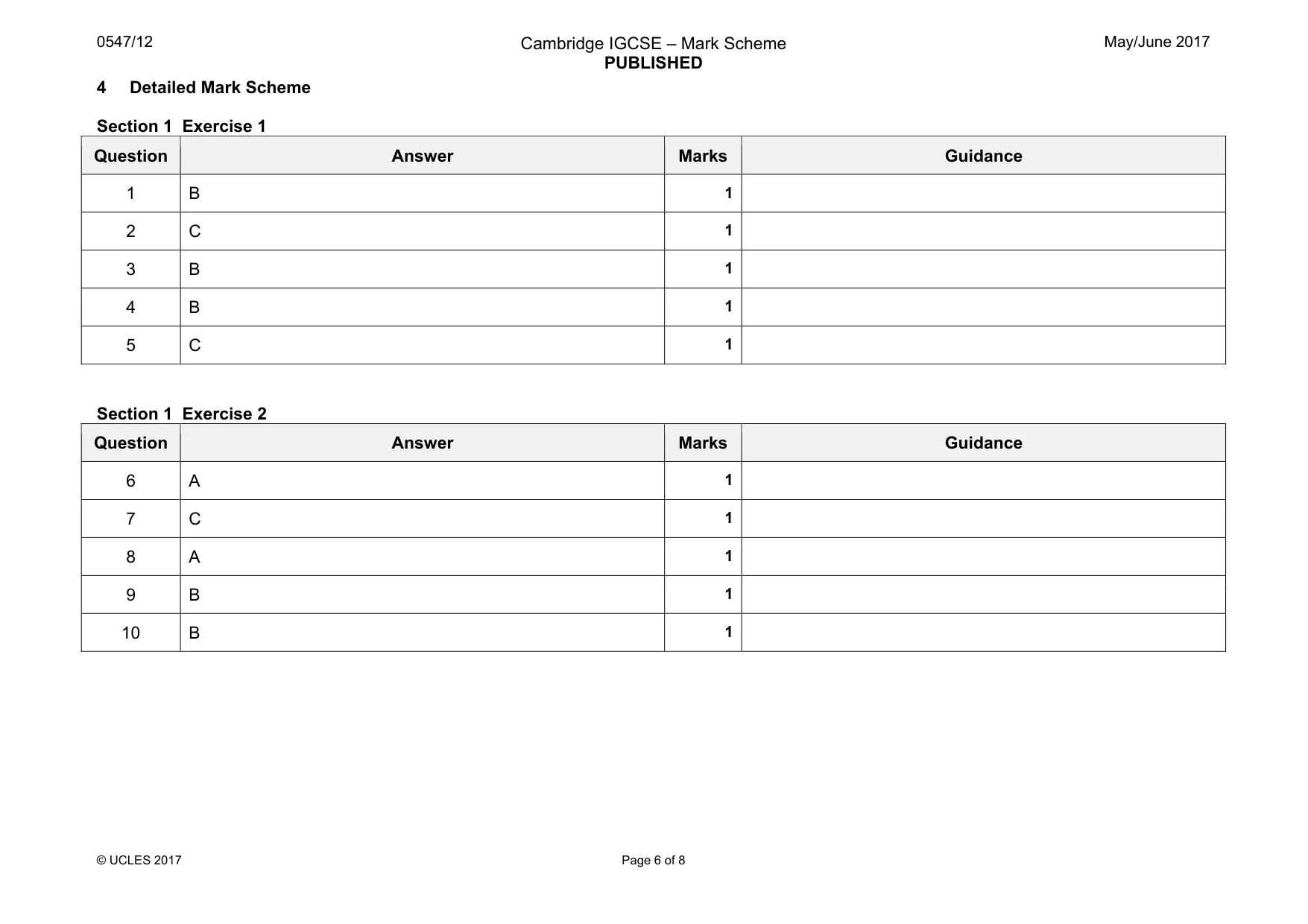 Mark scheme, page 6 of 8