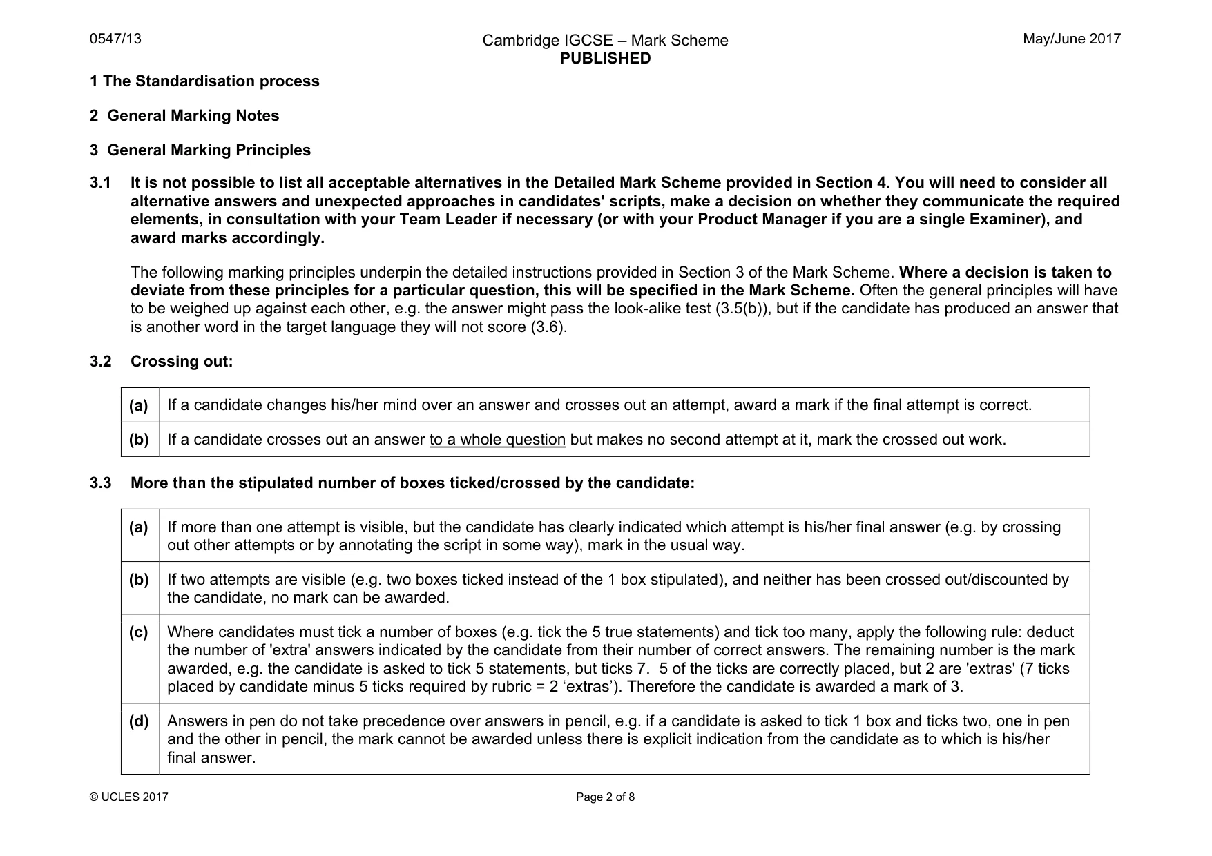 Mark scheme, page 2 of 8