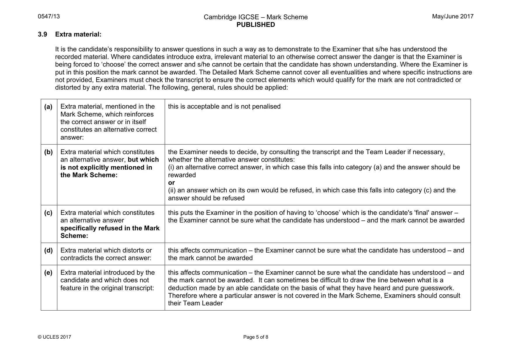 Mark scheme, page 5 of 8
