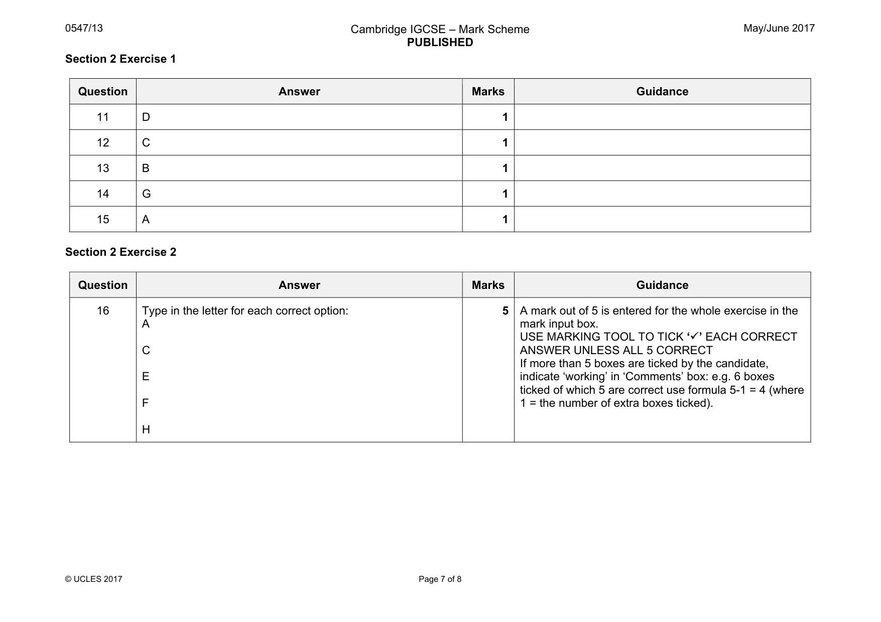 Mark scheme, page 7 of 8