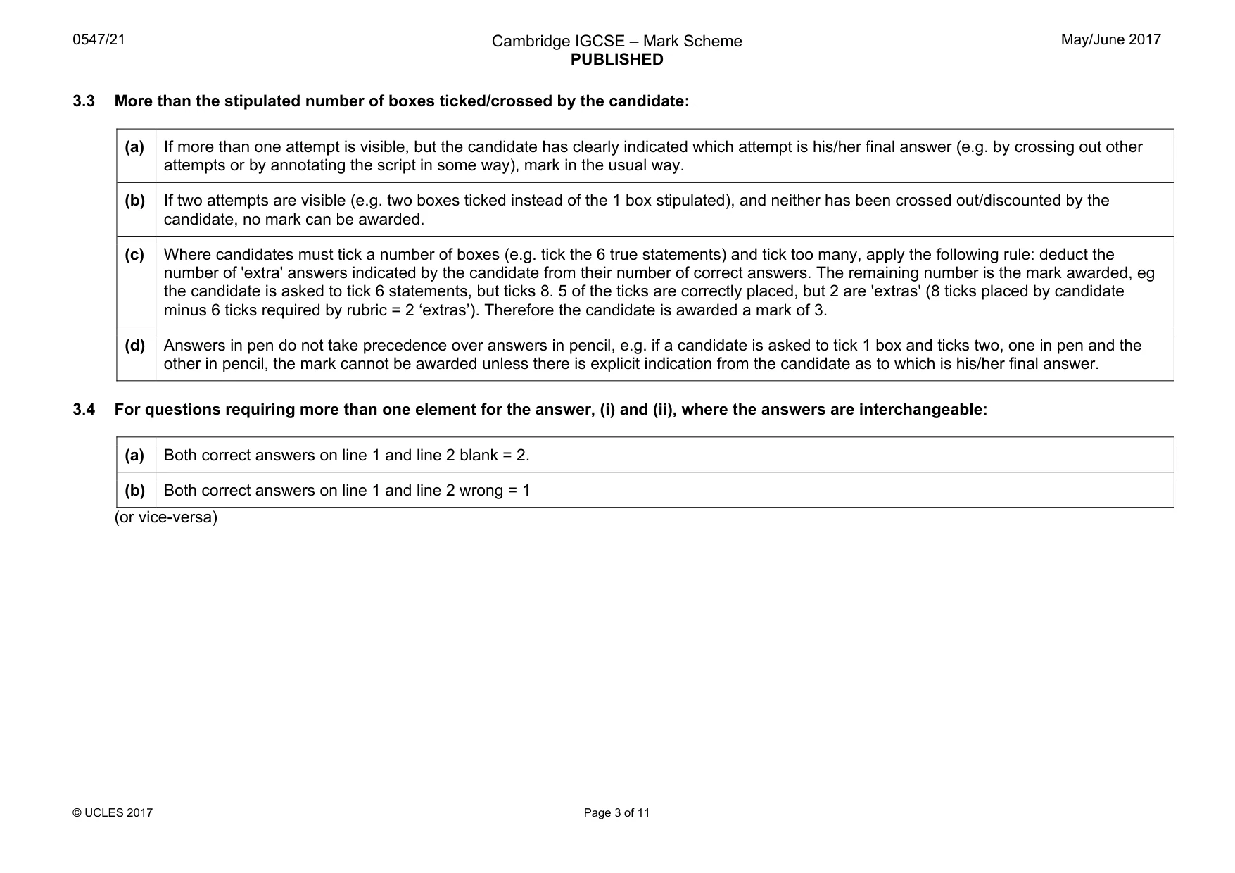 Mark scheme, page 3 of 11