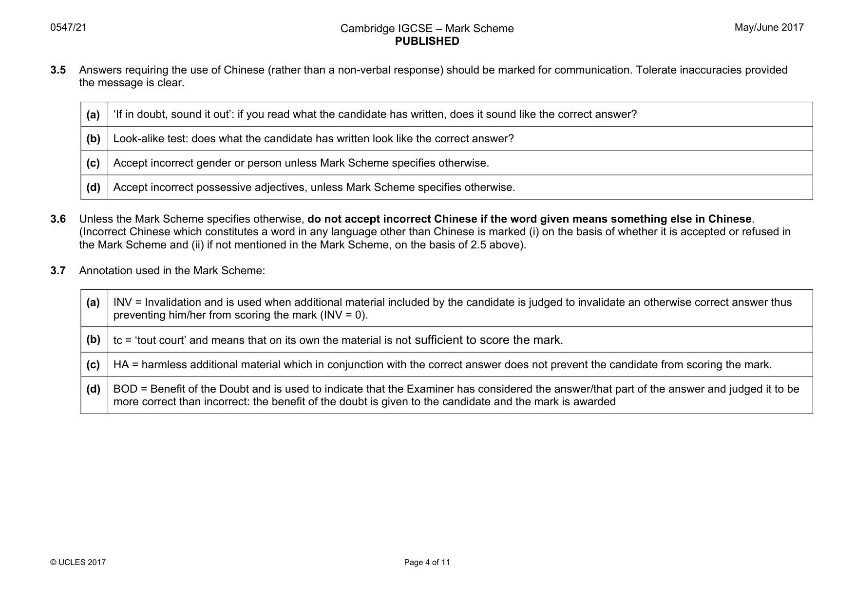 Mark scheme, page 4 of 11