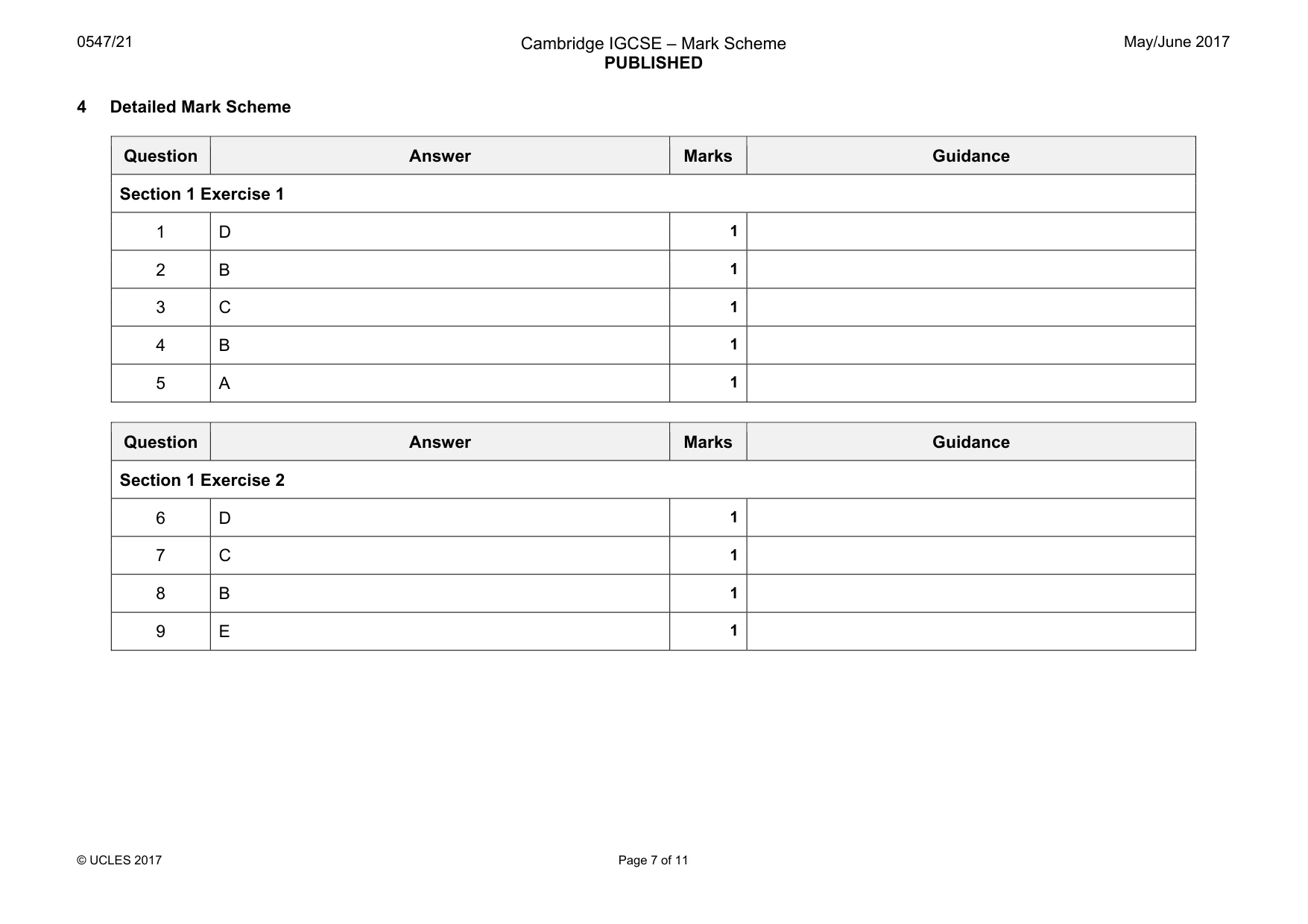 Mark scheme, page 7 of 11
