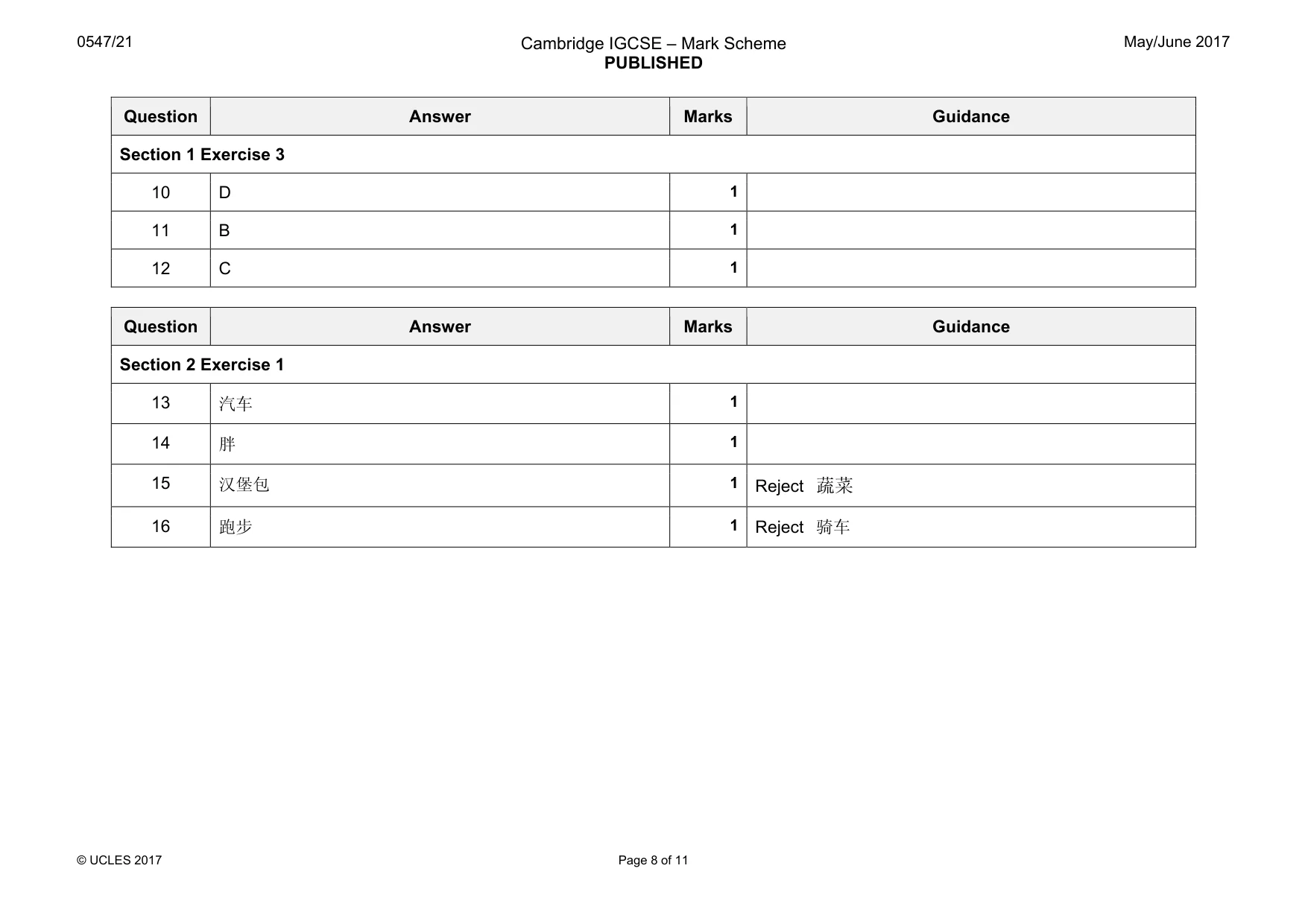 Mark scheme, page 8 of 11