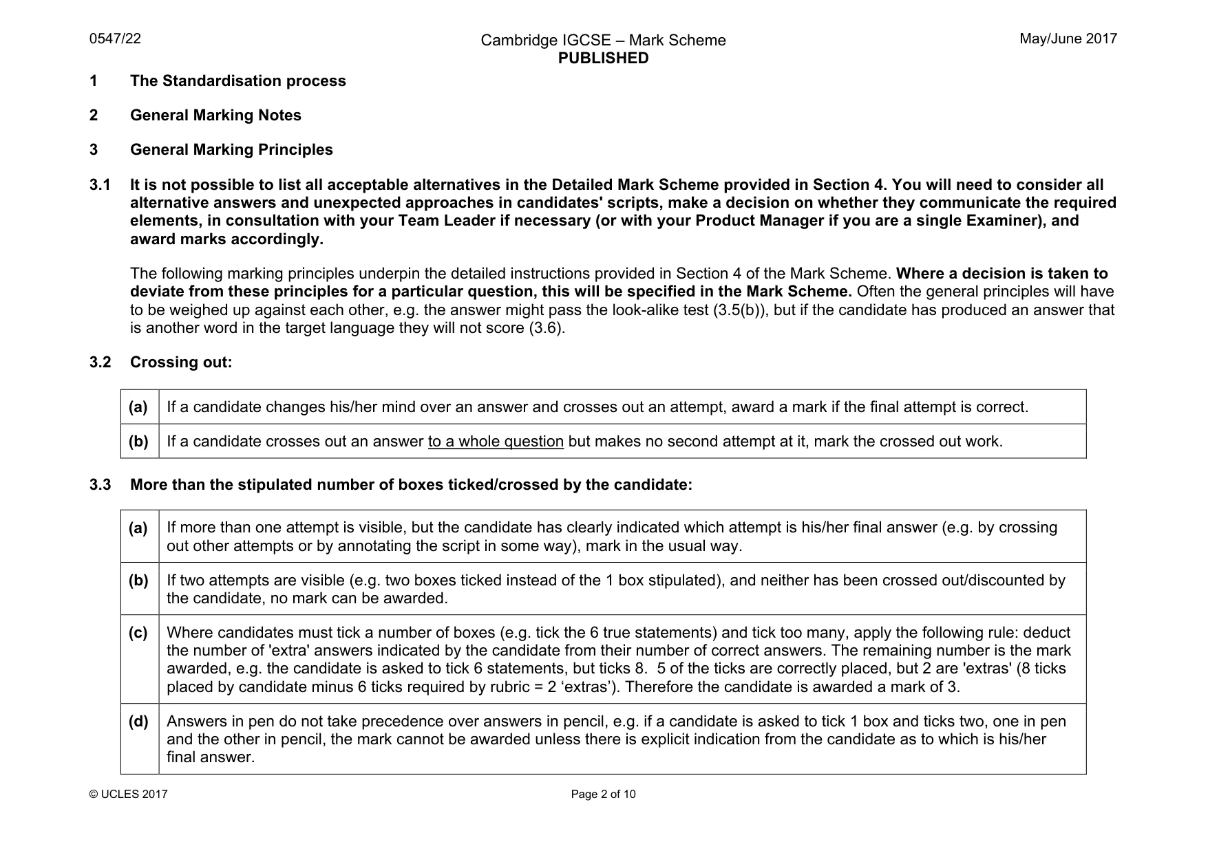 Mark scheme, page 2 of 10