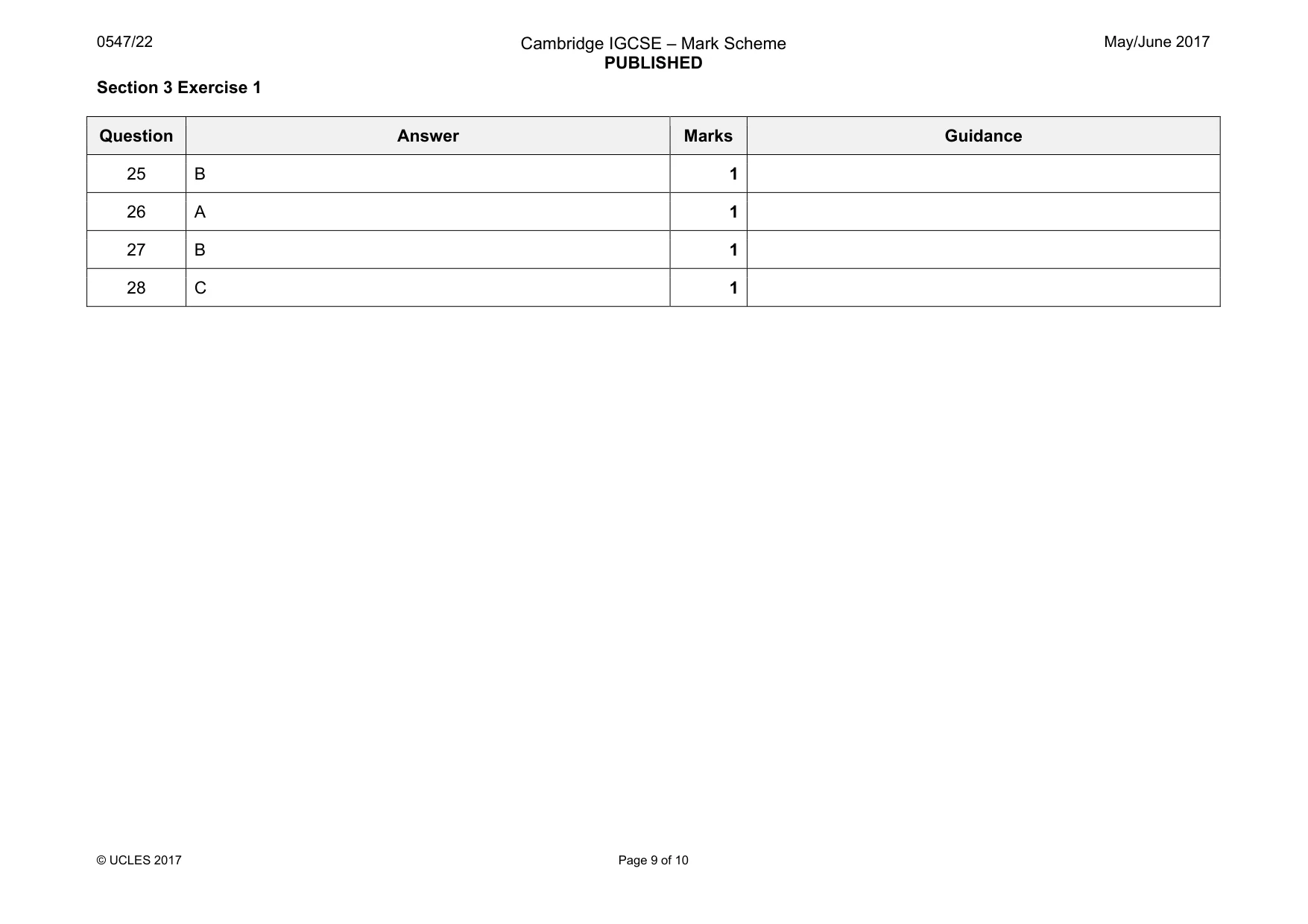 Mark scheme, page 9 of 10