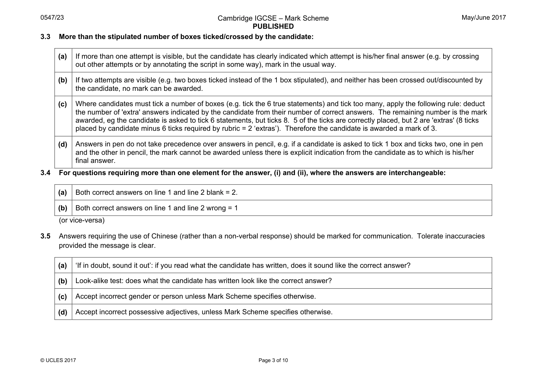 Mark scheme, page 3 of 10