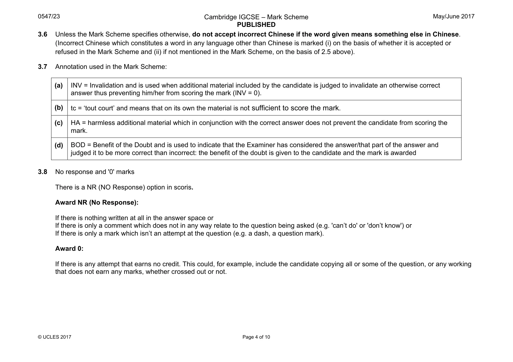 Mark scheme, page 4 of 10