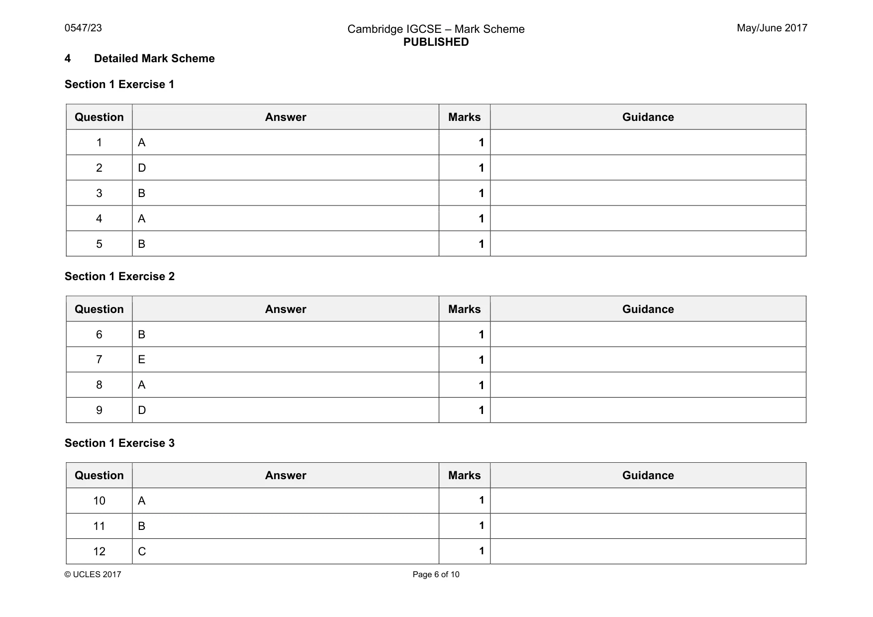 Mark scheme, page 6 of 10