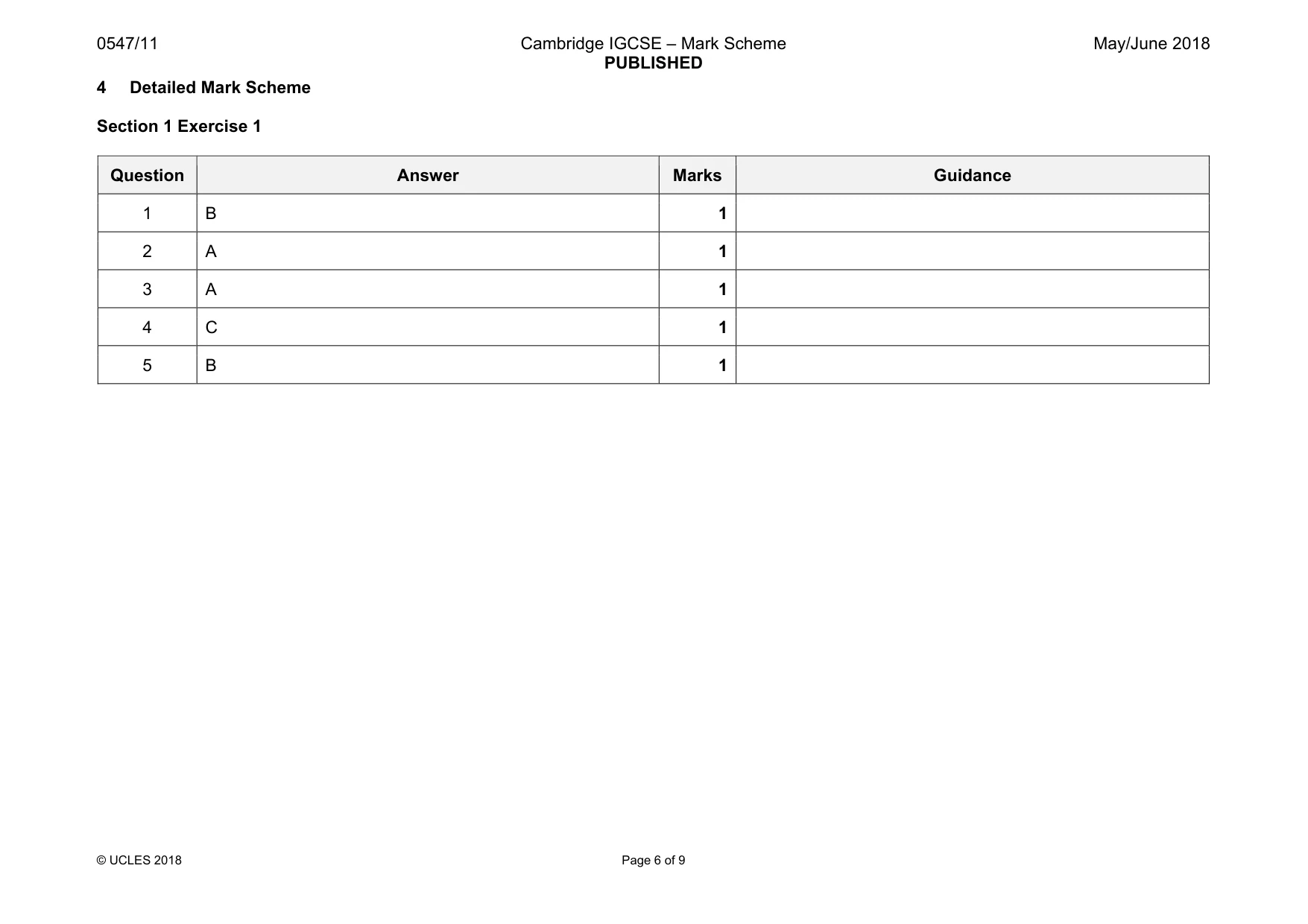 Mark scheme, page 6 of 9