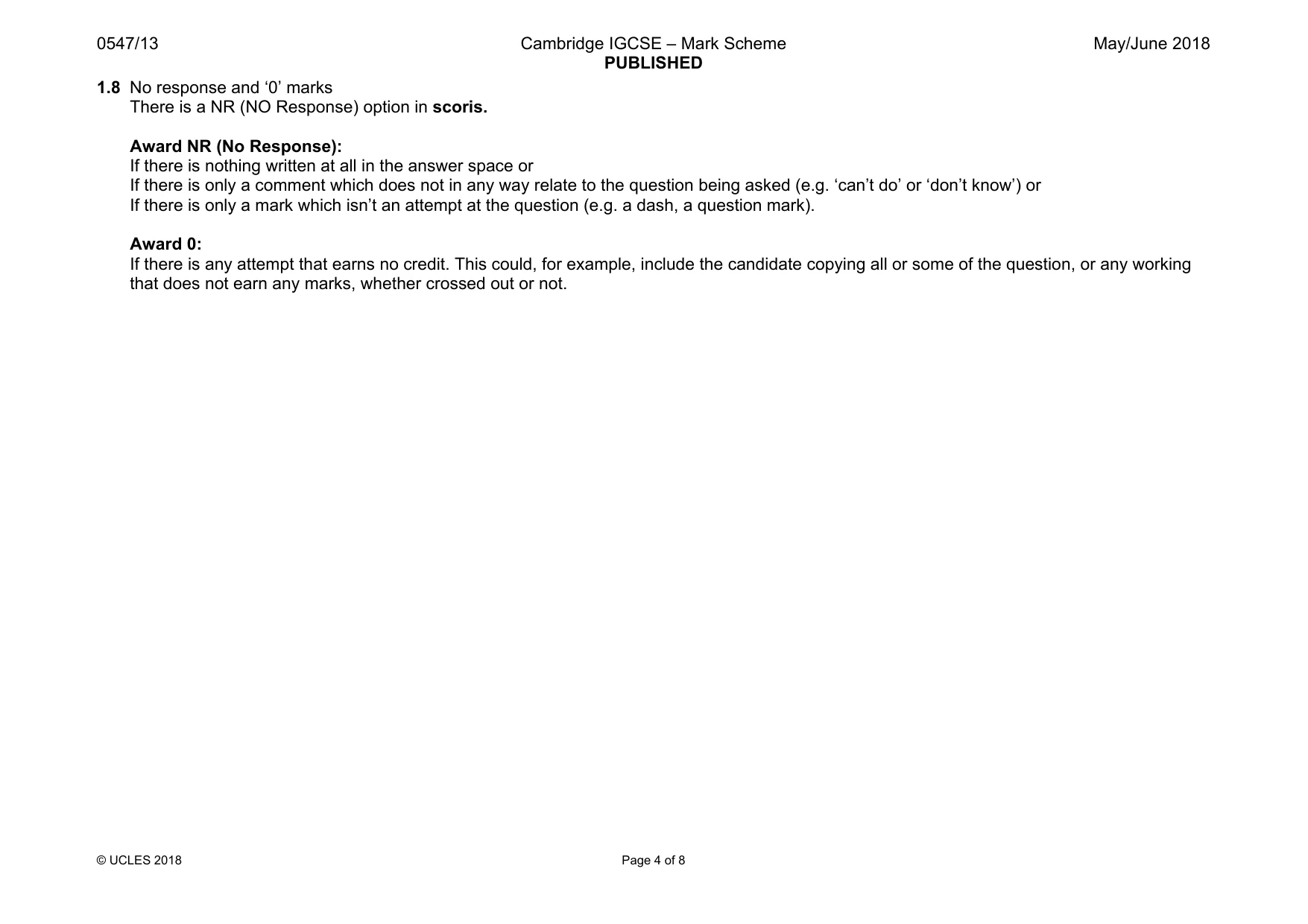 Mark scheme, page 4 of 8