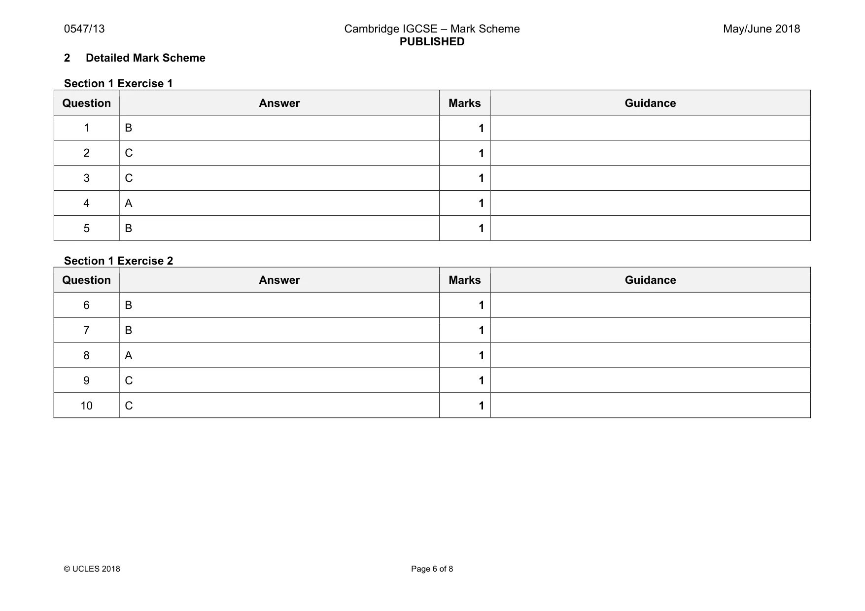 Mark scheme, page 6 of 8