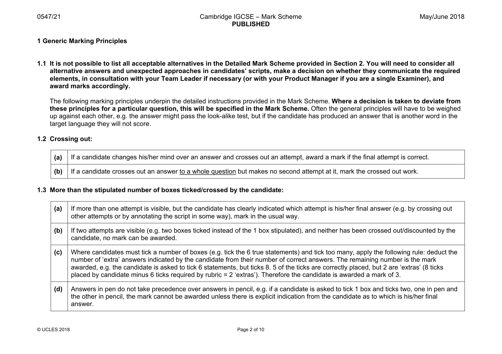Mark scheme, page 2 of 10