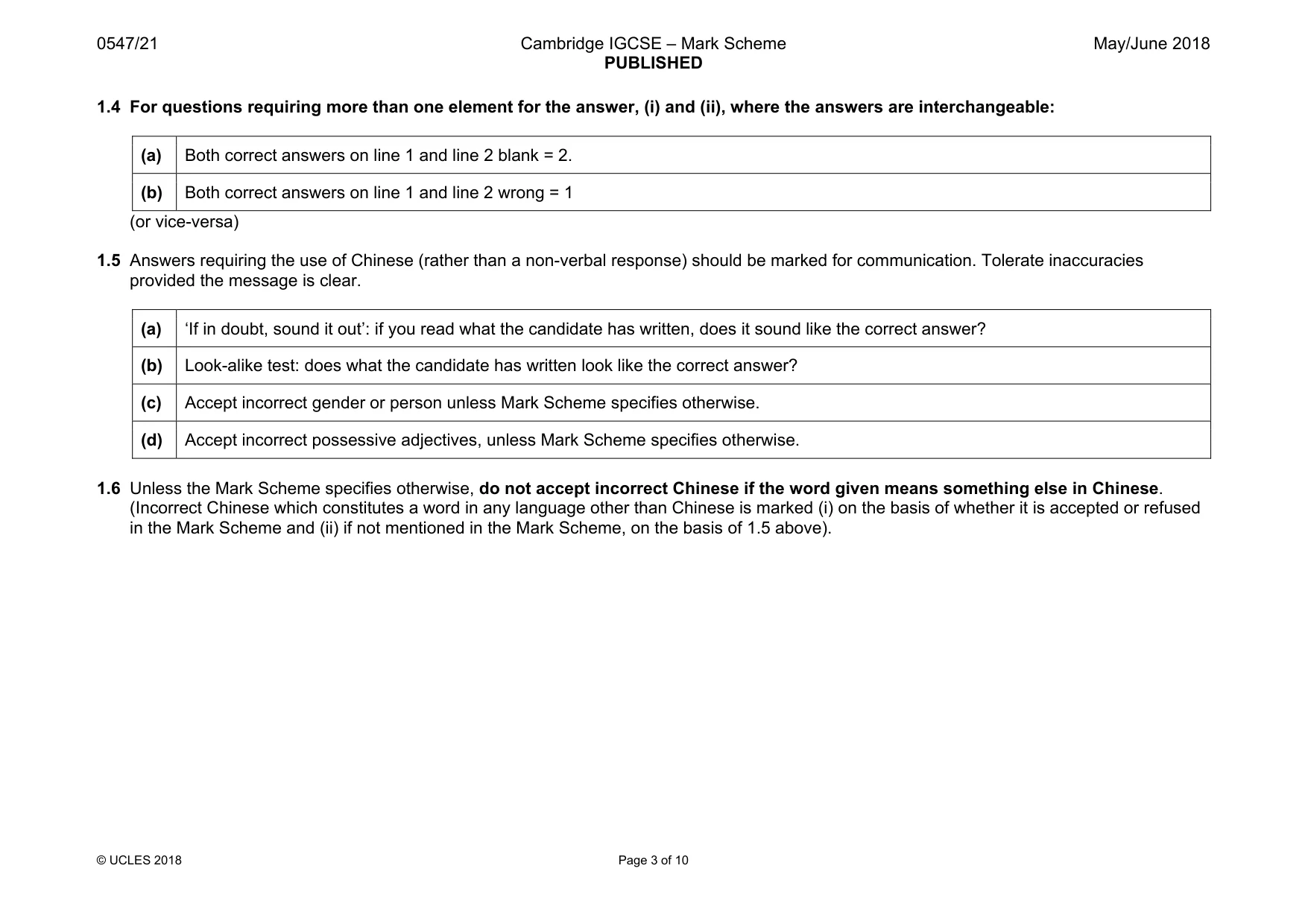 Mark scheme, page 3 of 10