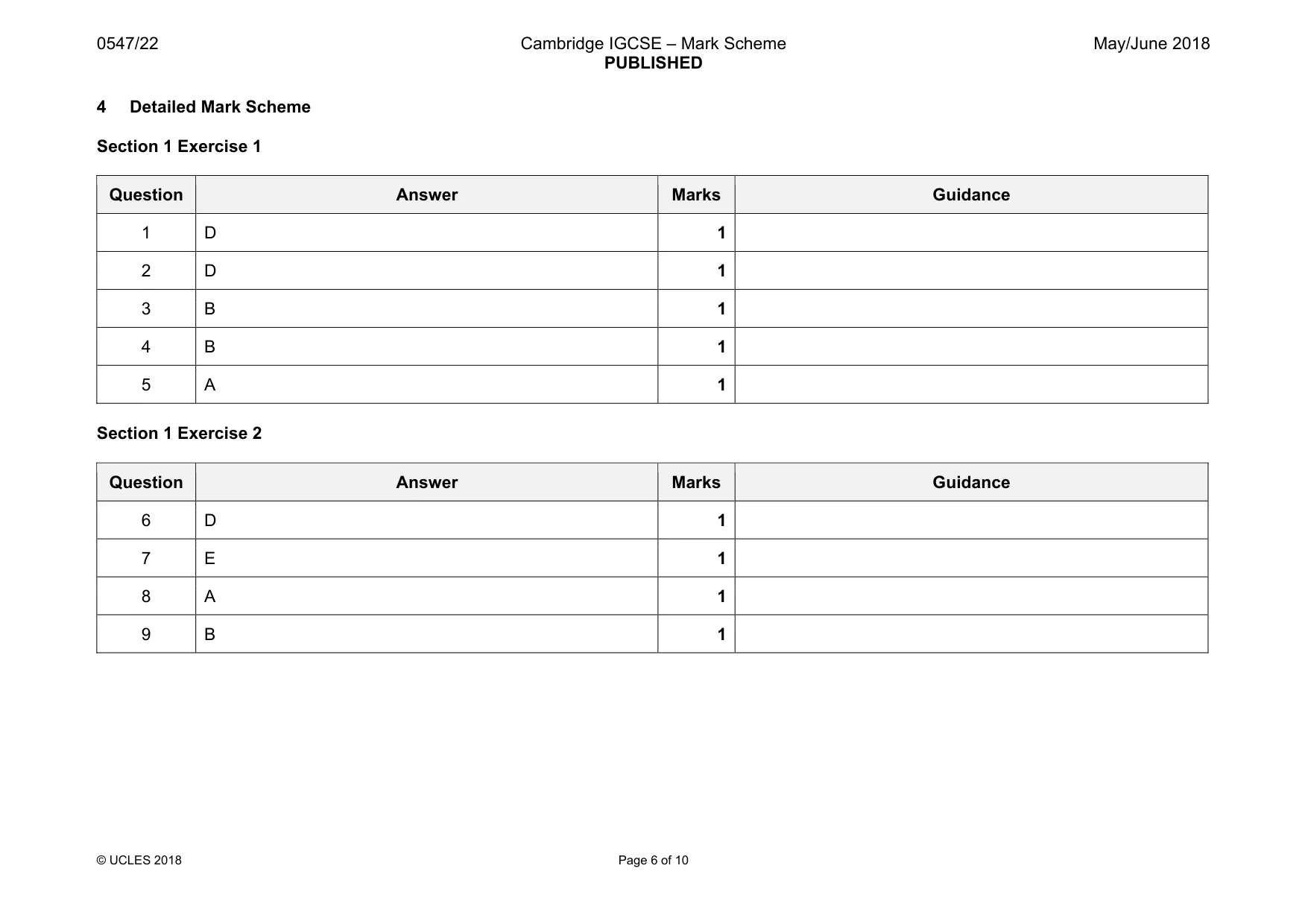 Mark scheme, page 6 of 10