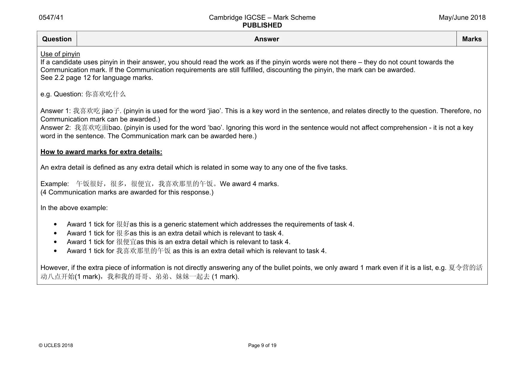 Mark scheme, page 9 of 19