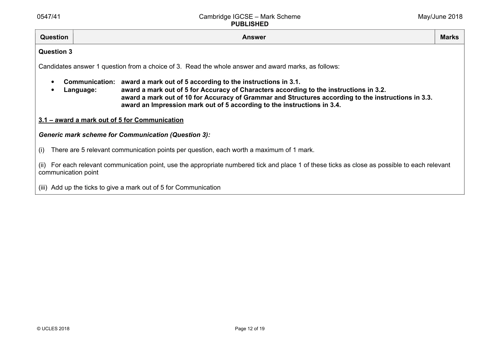 Mark scheme, page 12 of 19