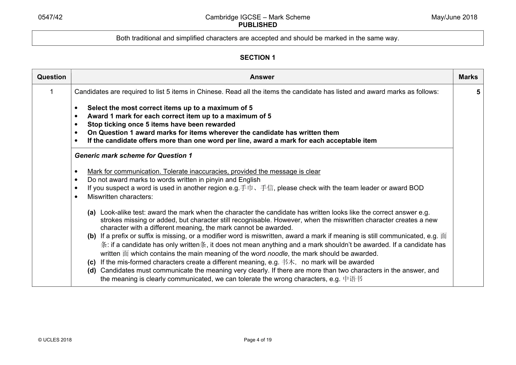 Mark scheme, page 4 of 19