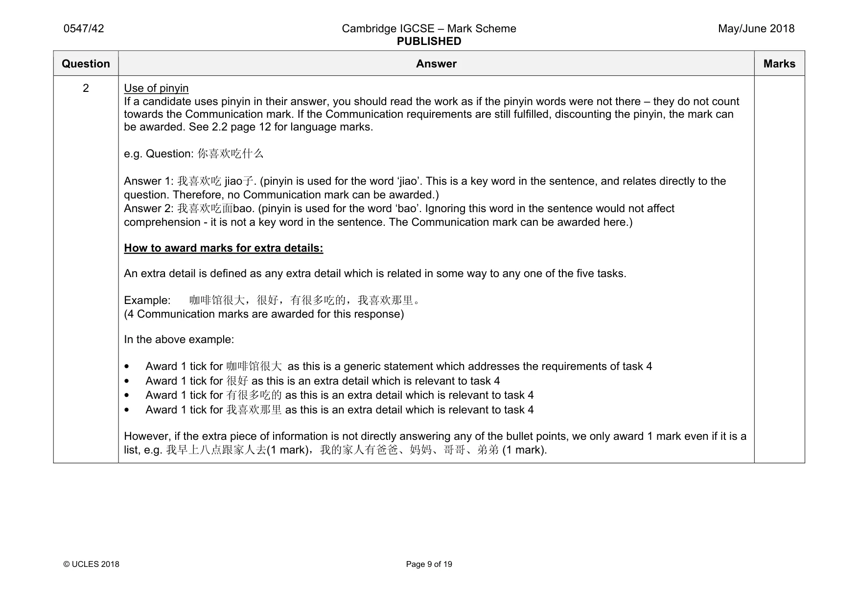 Mark scheme, page 9 of 19